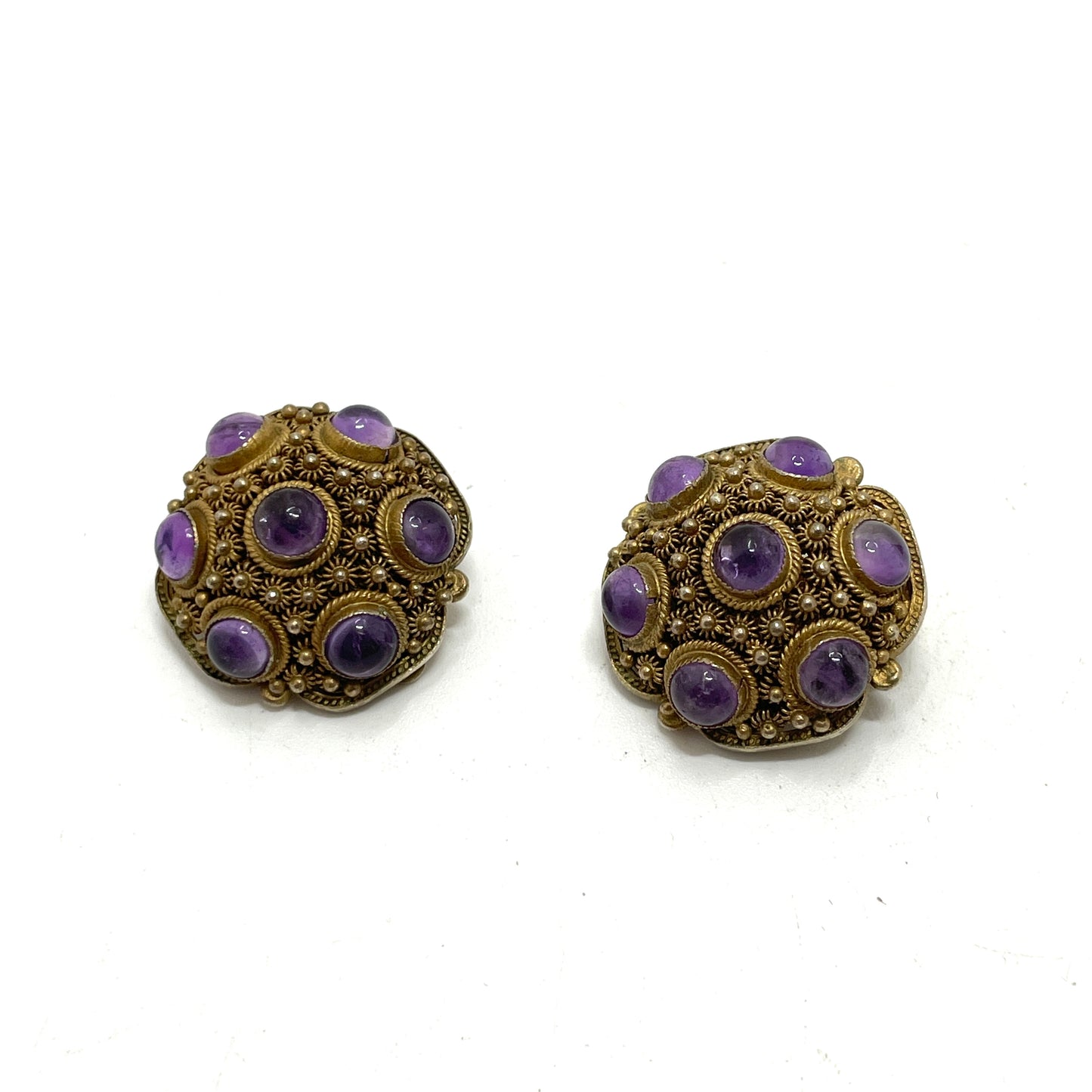 Vintage Purple Stone Clip Earrings