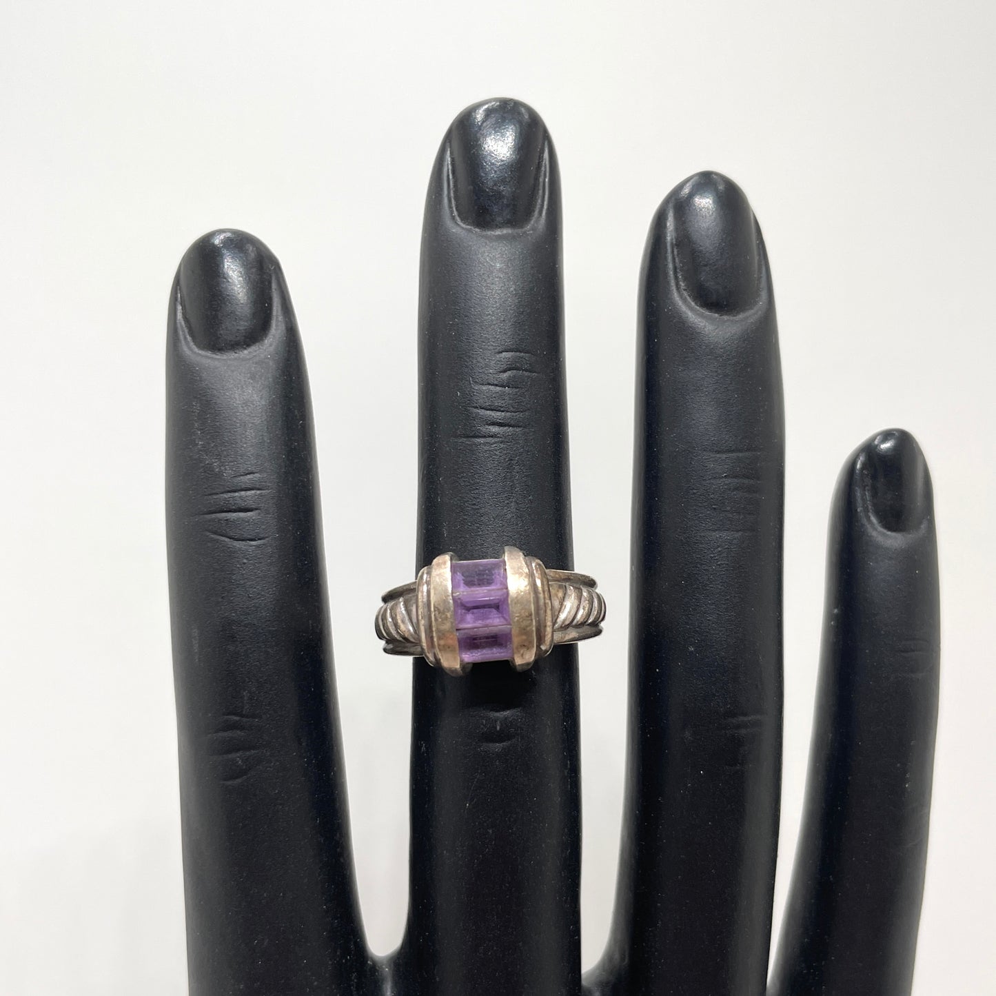 Vintage Sterling Silver & Amethyst Ring - Size 6