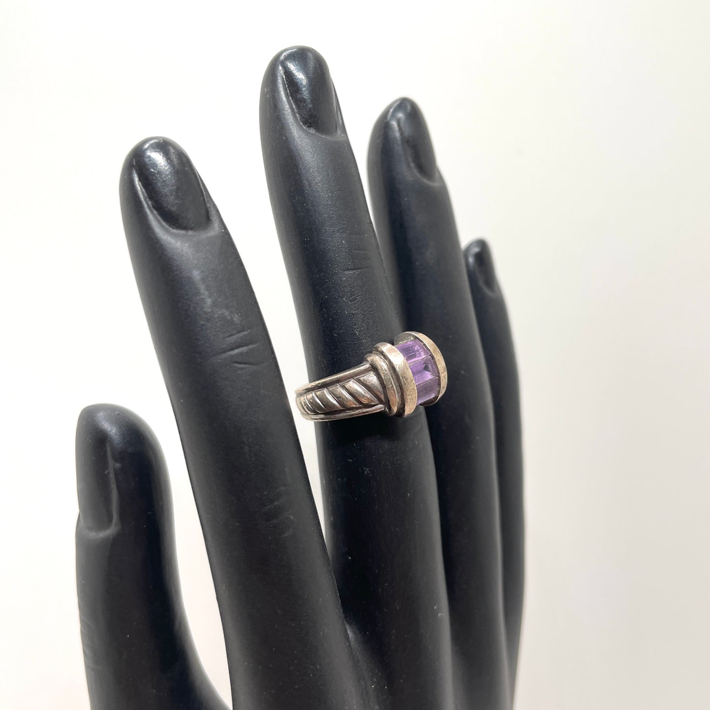 Vintage Sterling Silver & Amethyst Ring - Size 6