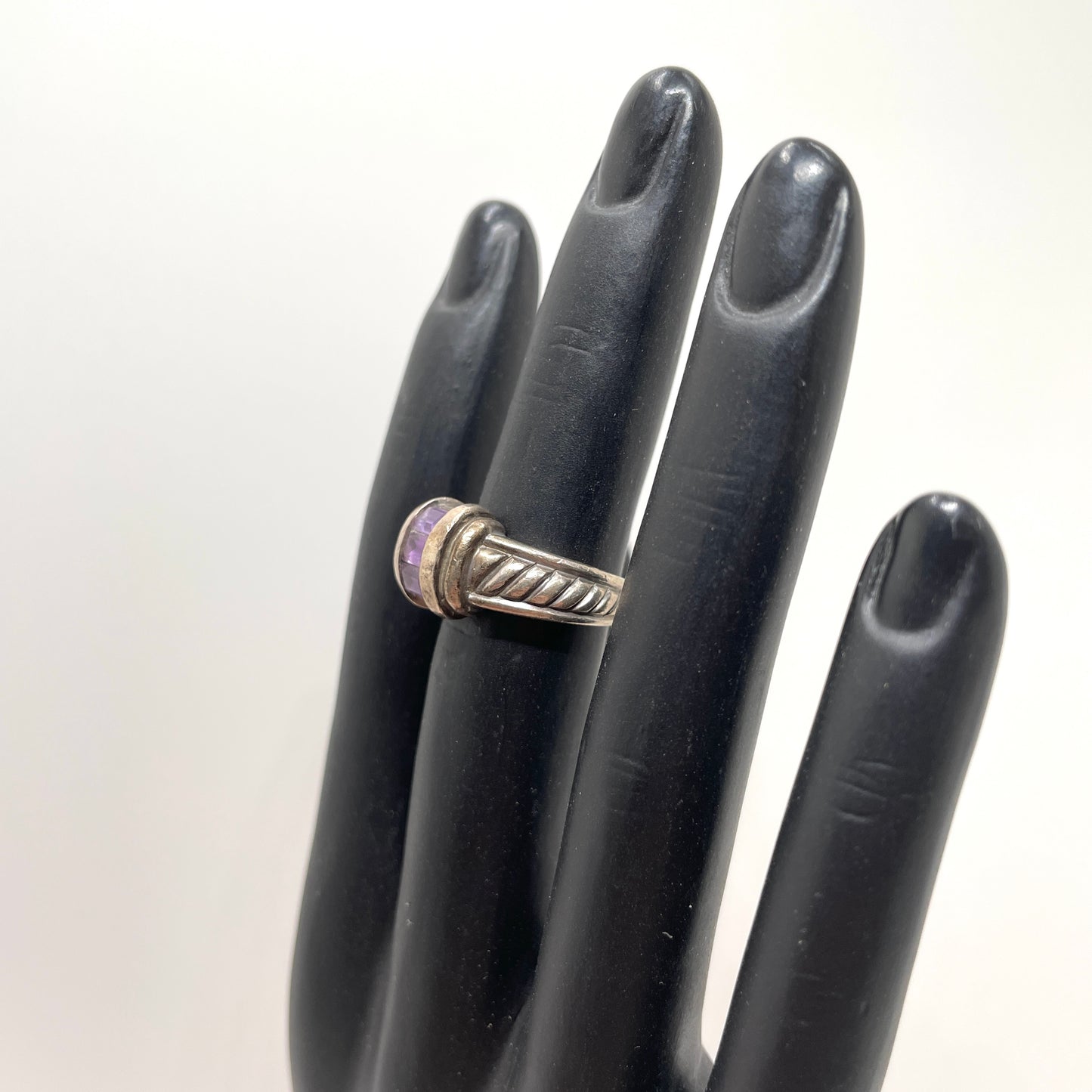 Vintage Sterling Silver & Amethyst Ring - Size 6