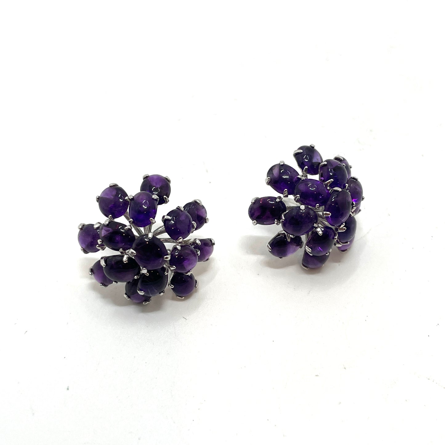 Vintage Purple Flower Pierced Earrings