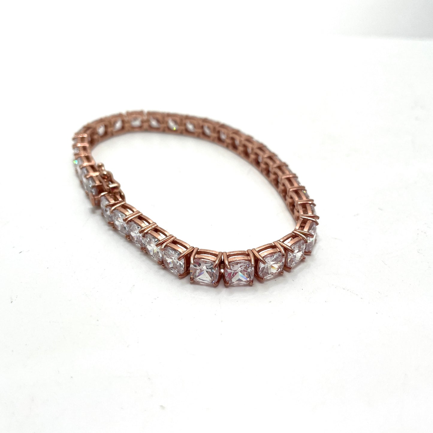 Sterling Silver CZ Bracelet with Rose Gold Finish