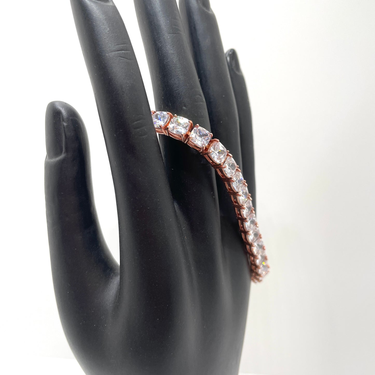 Sterling Silver CZ Bracelet with Rose Gold Finish