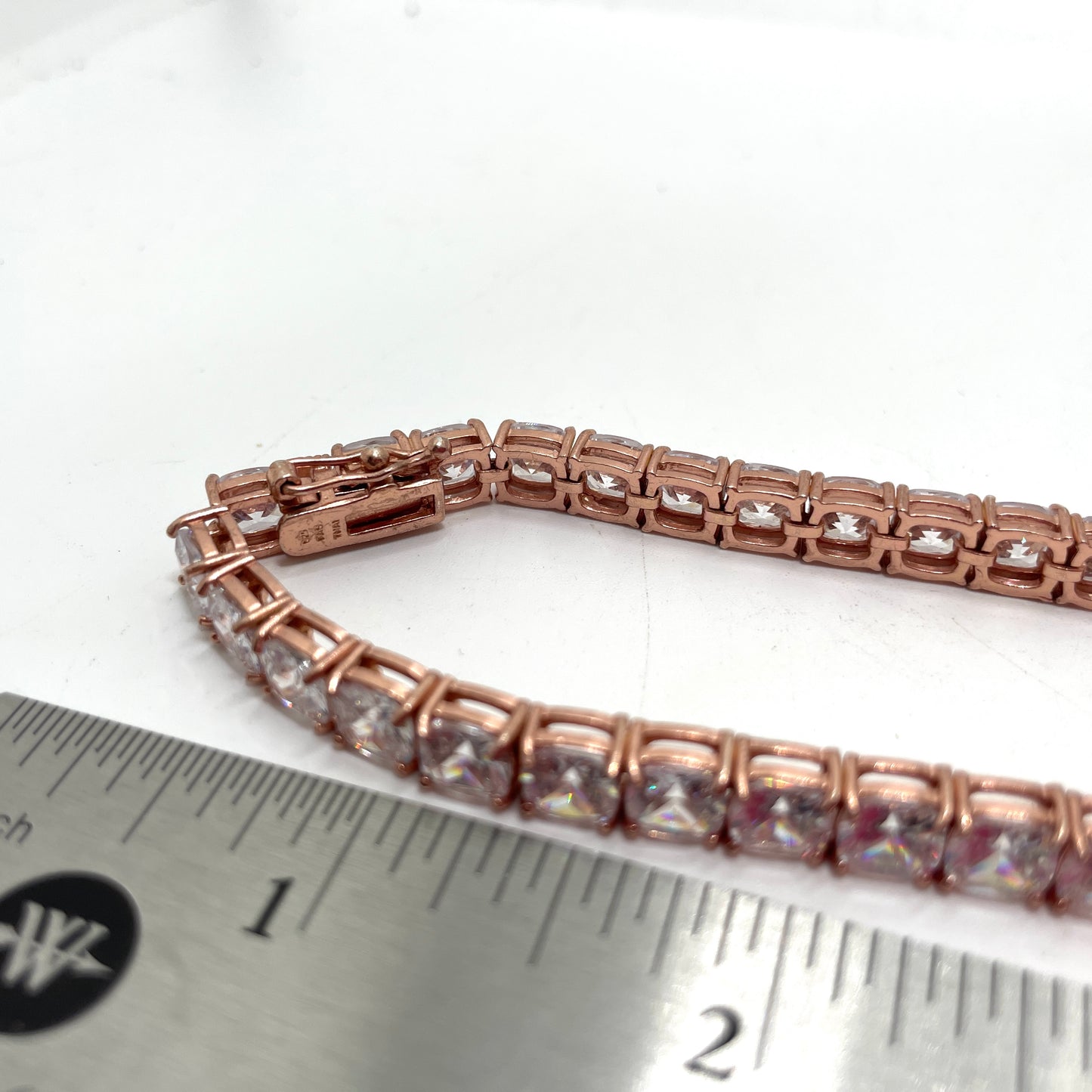 Sterling Silver CZ Bracelet with Rose Gold Finish