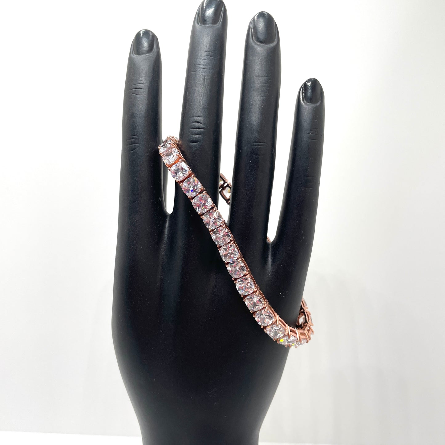 Sterling Silver CZ Bracelet with Rose Gold Finish