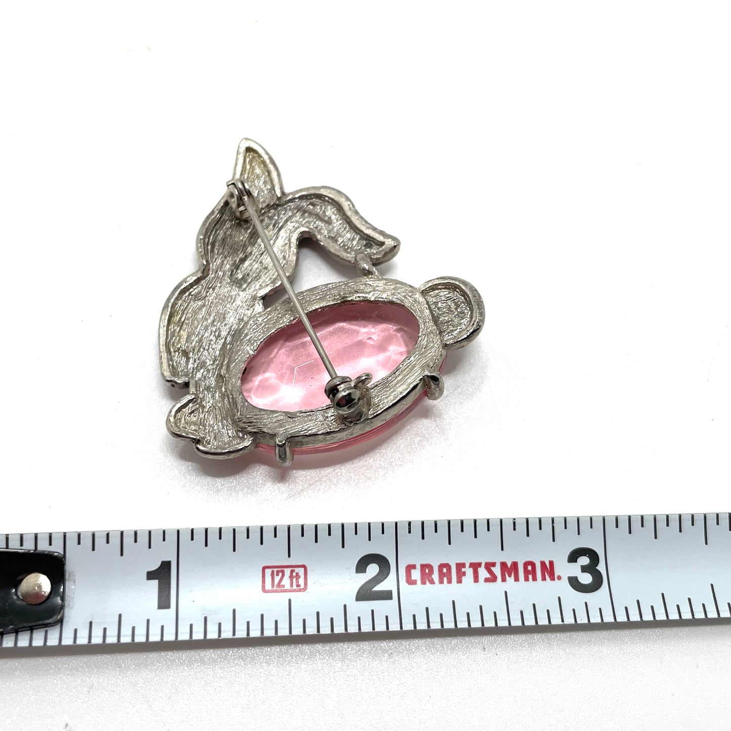 Vintage Rabbit Pin with Pink Stone