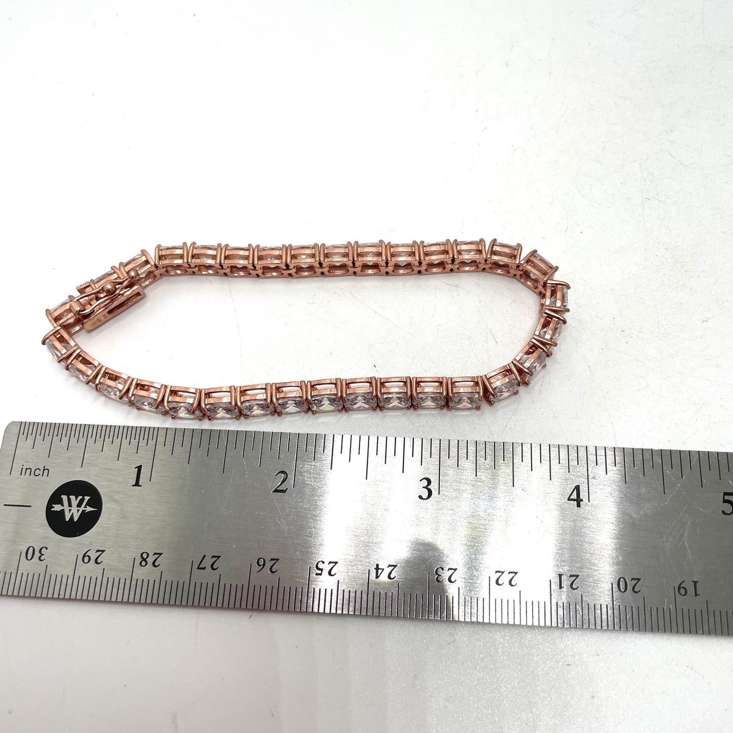 Sterling Silver CZ Bracelet with Rose Gold Finish