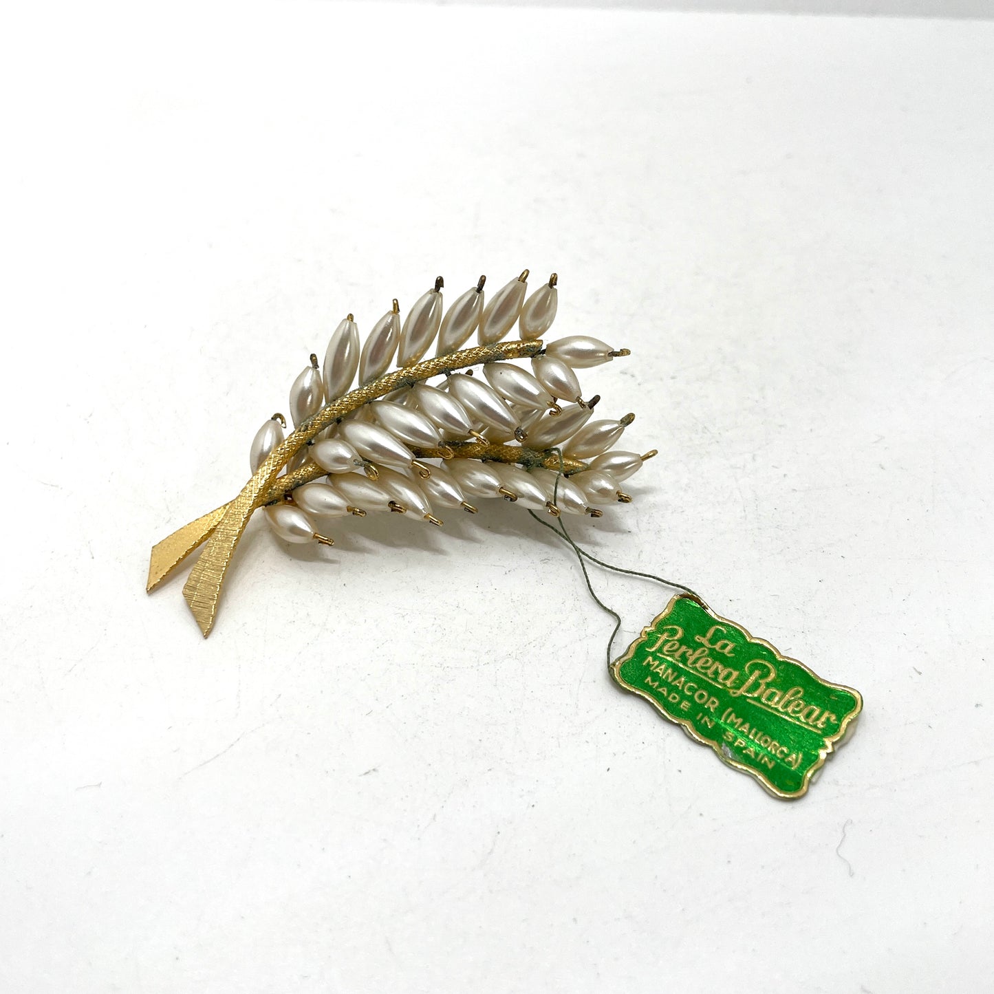 Vintage Pearl Branch Pin - Made in Spain