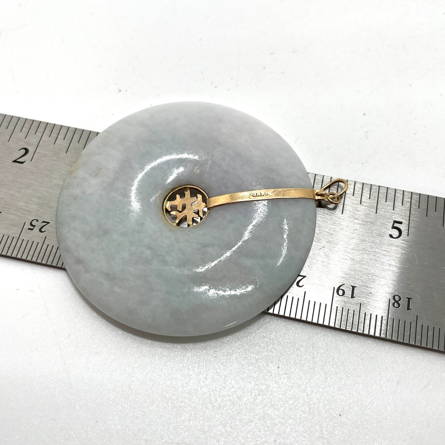 Vintage 14K Gold Jade Large Pendant