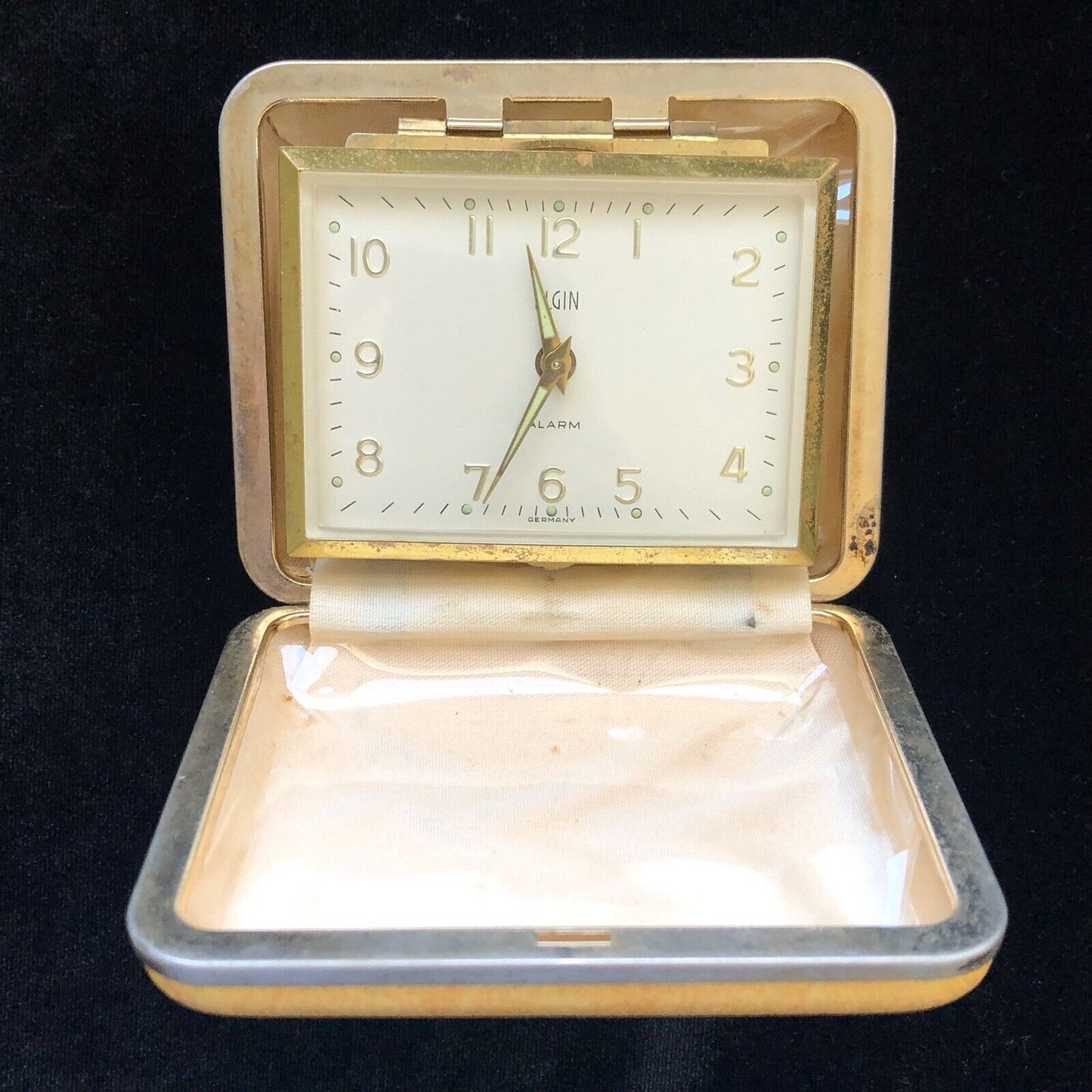 Vintage Elgin Travel Clock in Clamshell Case
