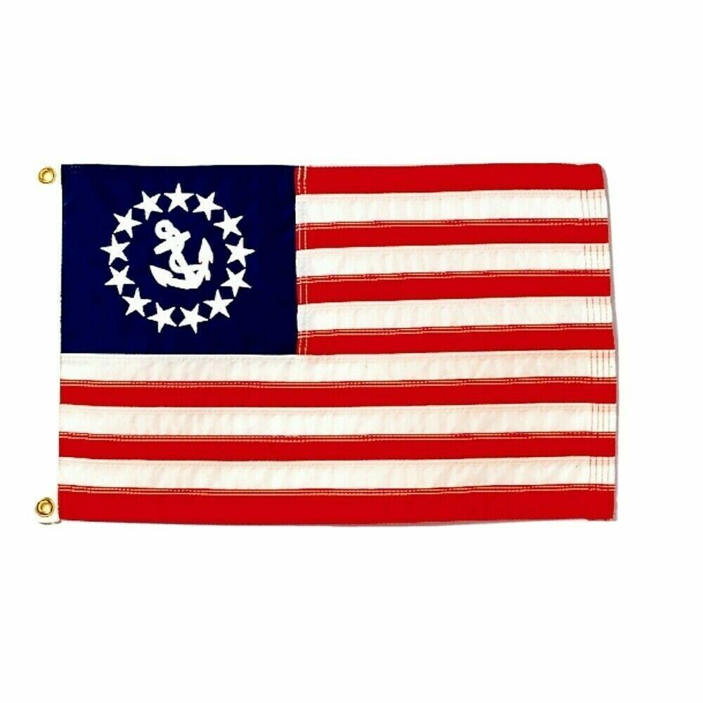 Yacht Ensign Nautical Boat Flag Sewn Anchor Stripes Embroidered 20" x 30"