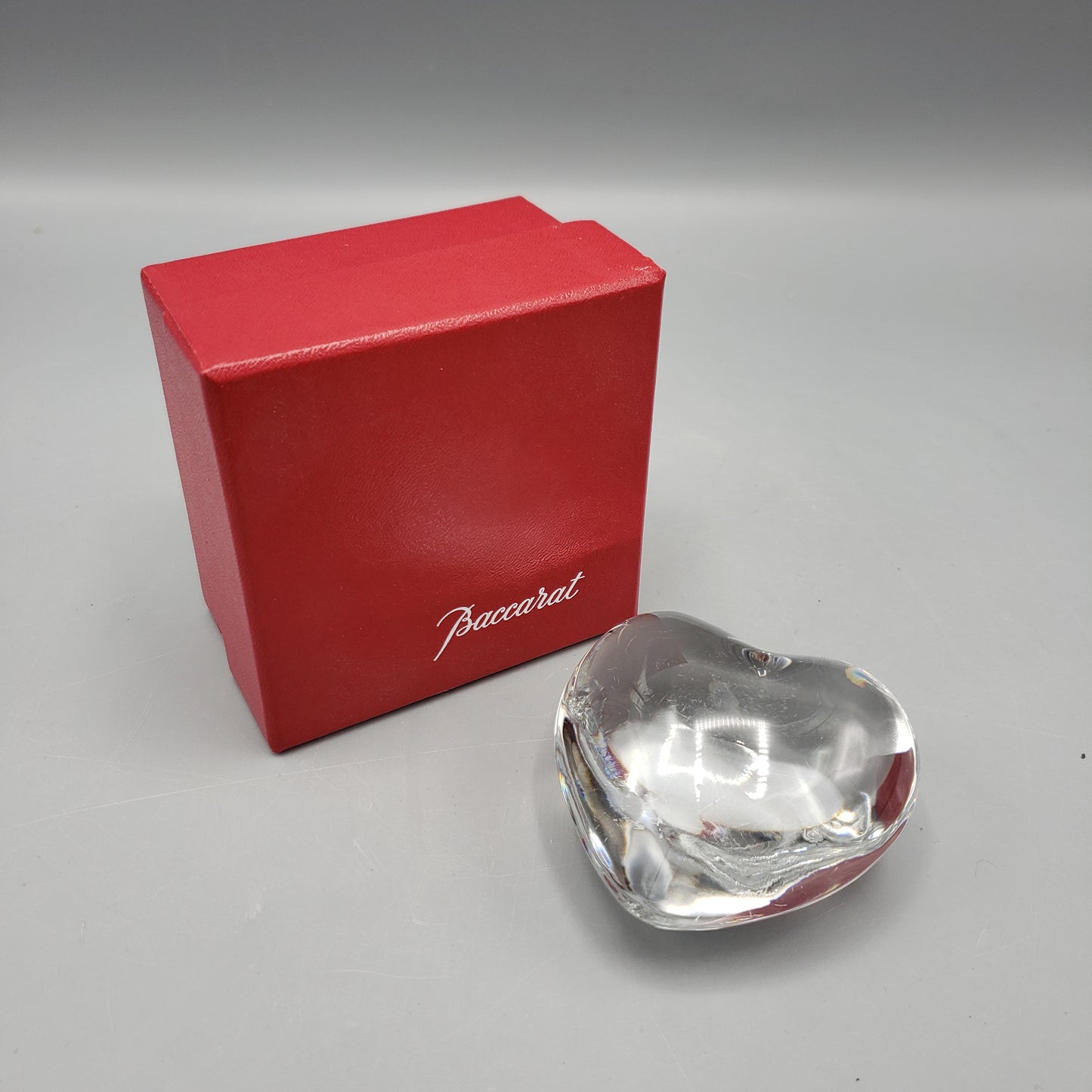 Baccarat Crystal Clear Puffy Paperweight Heart Signed