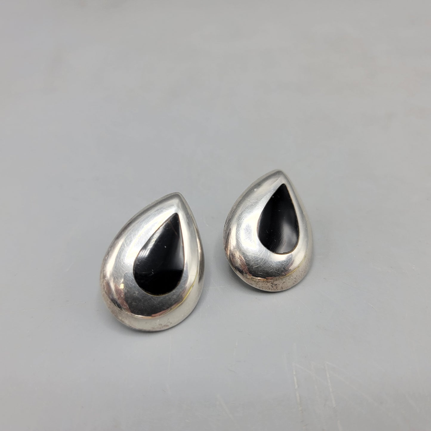 Pair of Vintage Sterling Silver Tear Shaped Earrings