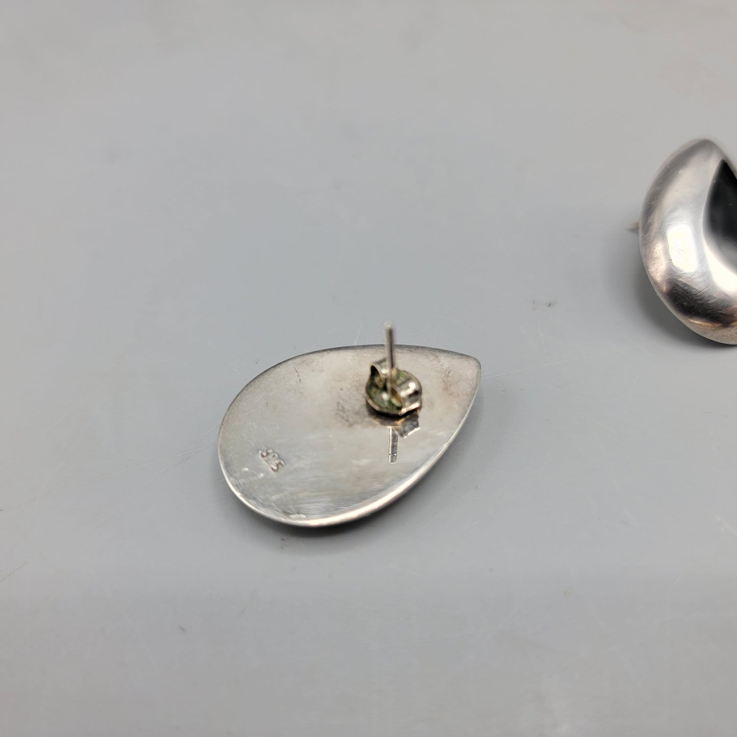 Pair of Vintage Sterling Silver Tear Shaped Earrings