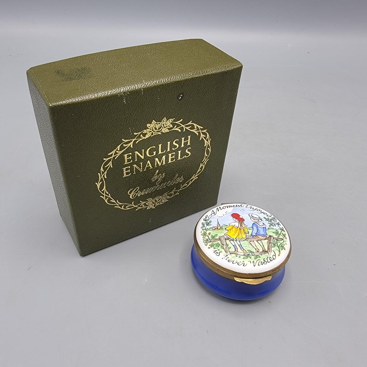 Crummles & Co England Enamel Box - A Moment Enjoyed Is Never Wasted