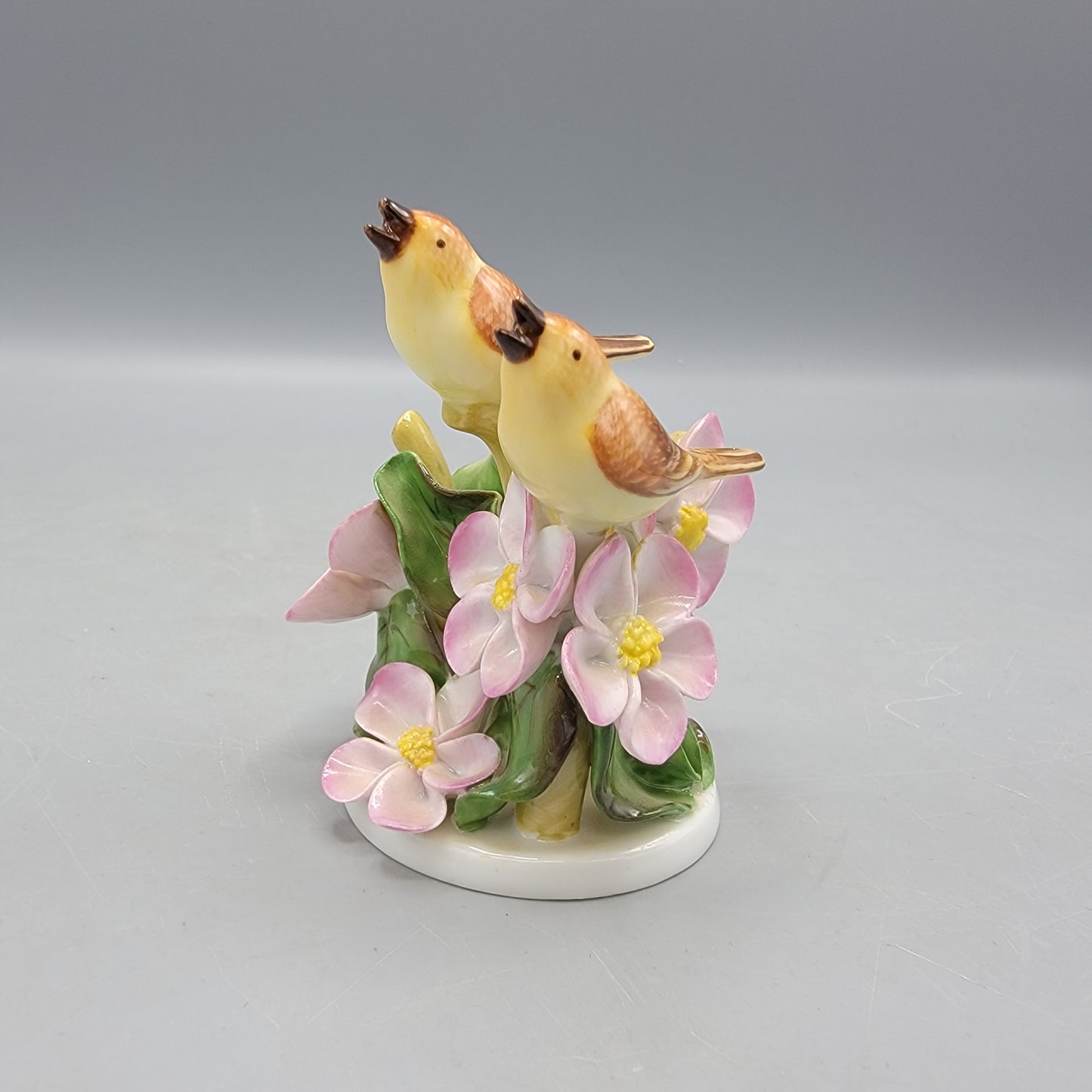 Vintage Herend Porcelain Birds Perched on Branch with Dogwood Blossoms #5127