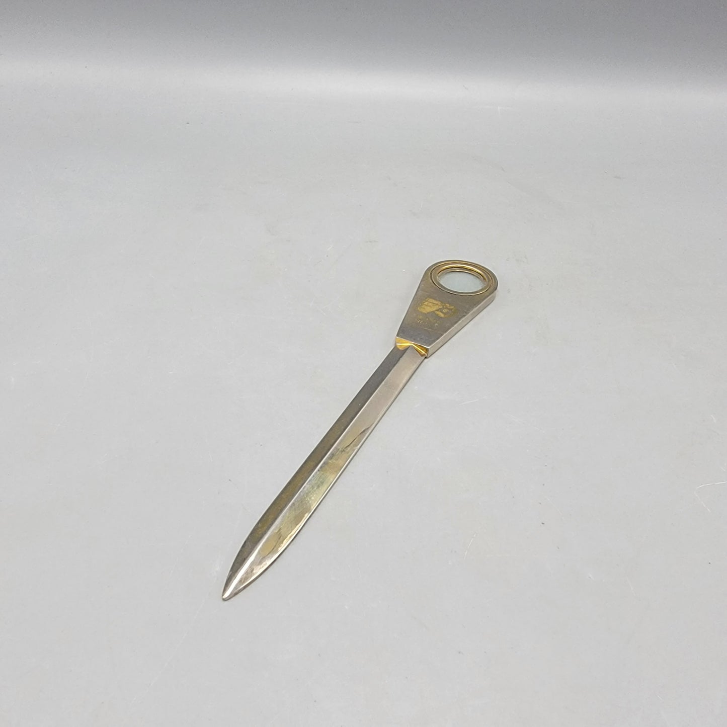 Vintage Brass Flyers Season Ticket Holder Letter Opener Magnifying Glass