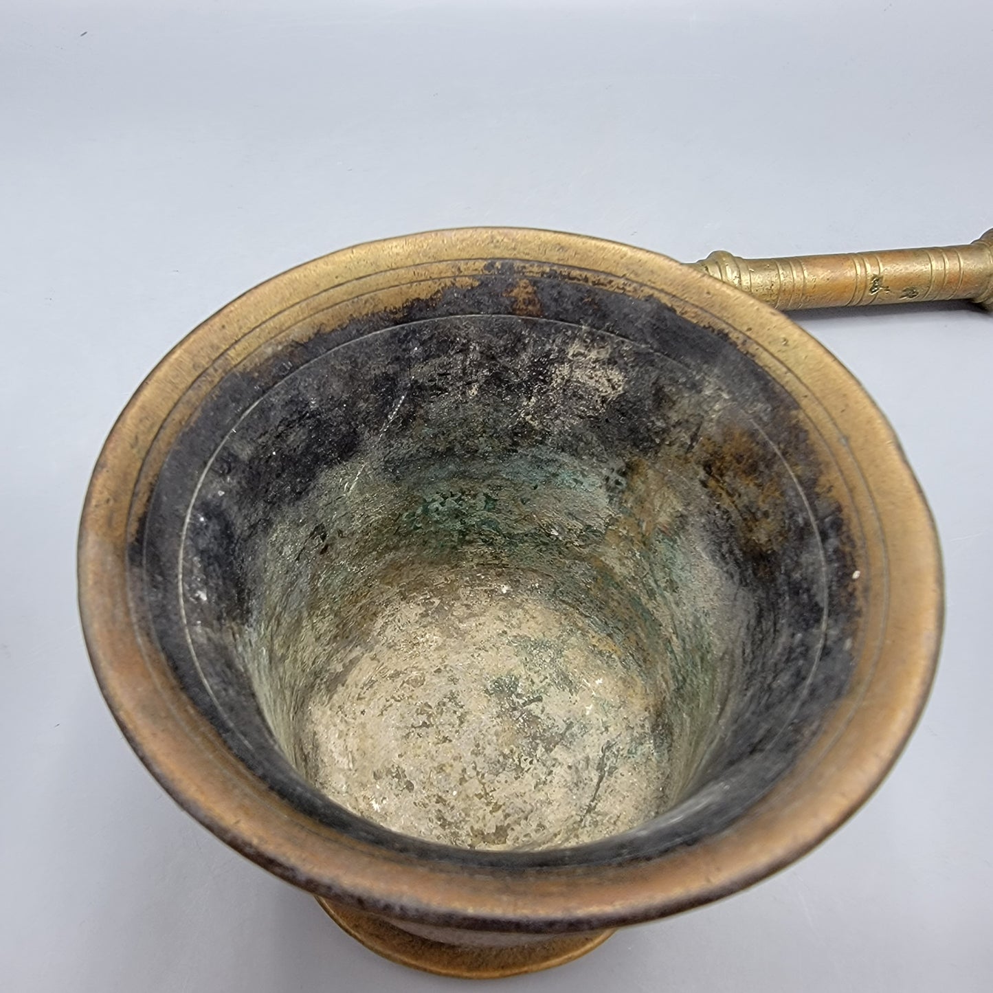Antique Brass Bell-Form Mortar and Pestle