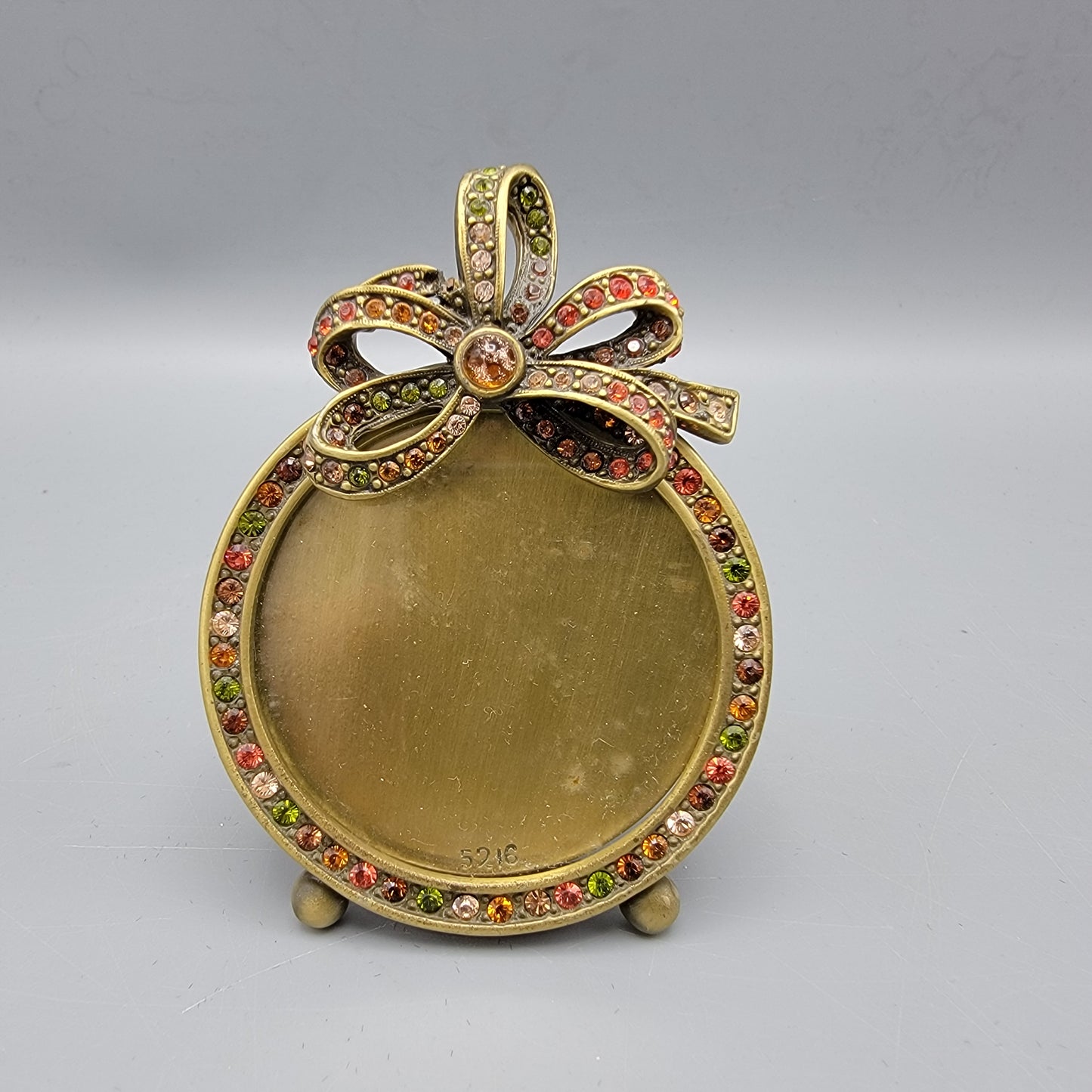Jay Strongwater Enamel and Crystal Round Picture Frame with Bow