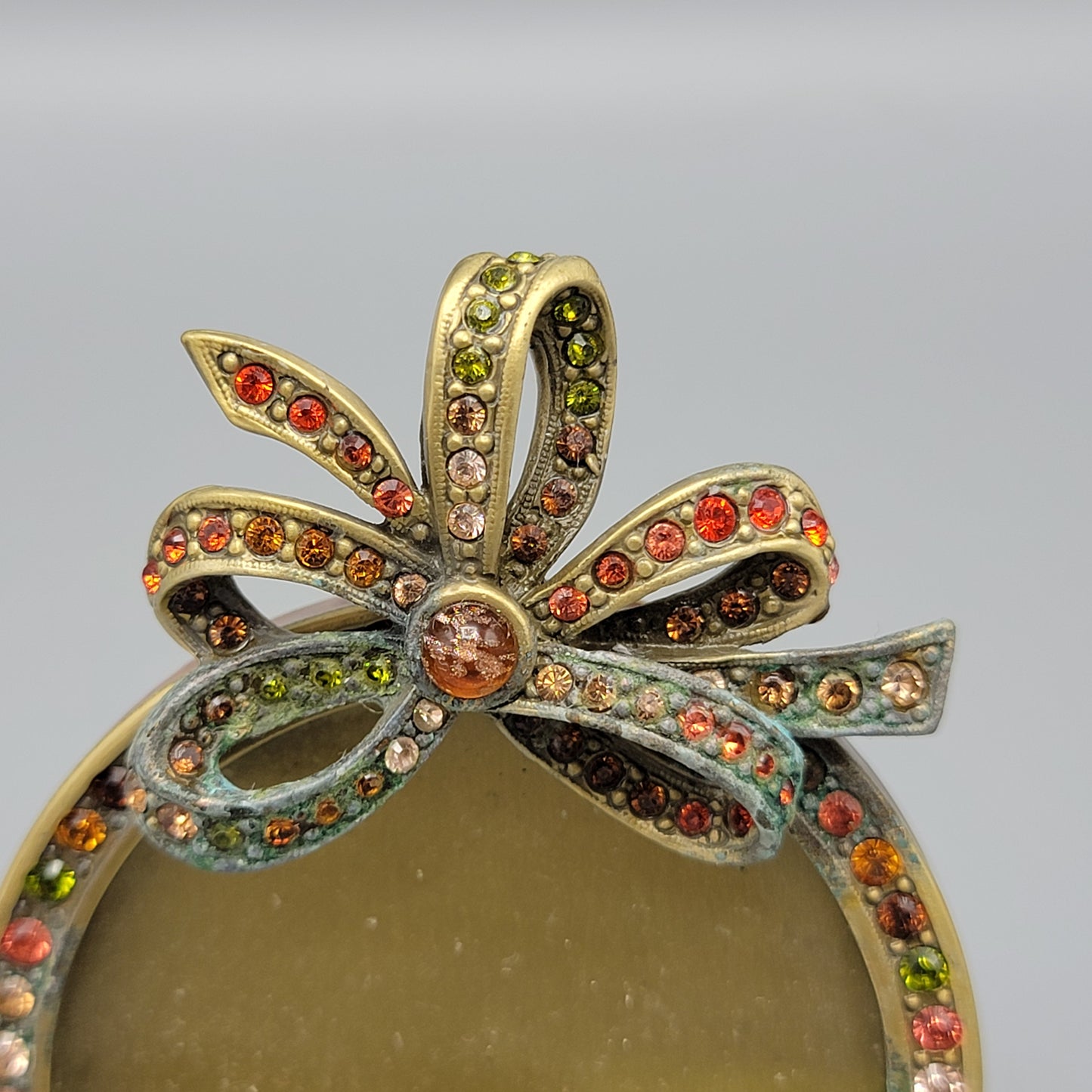 Jay Strongwater Enamel and Crystal Round Picture Frame with Bow