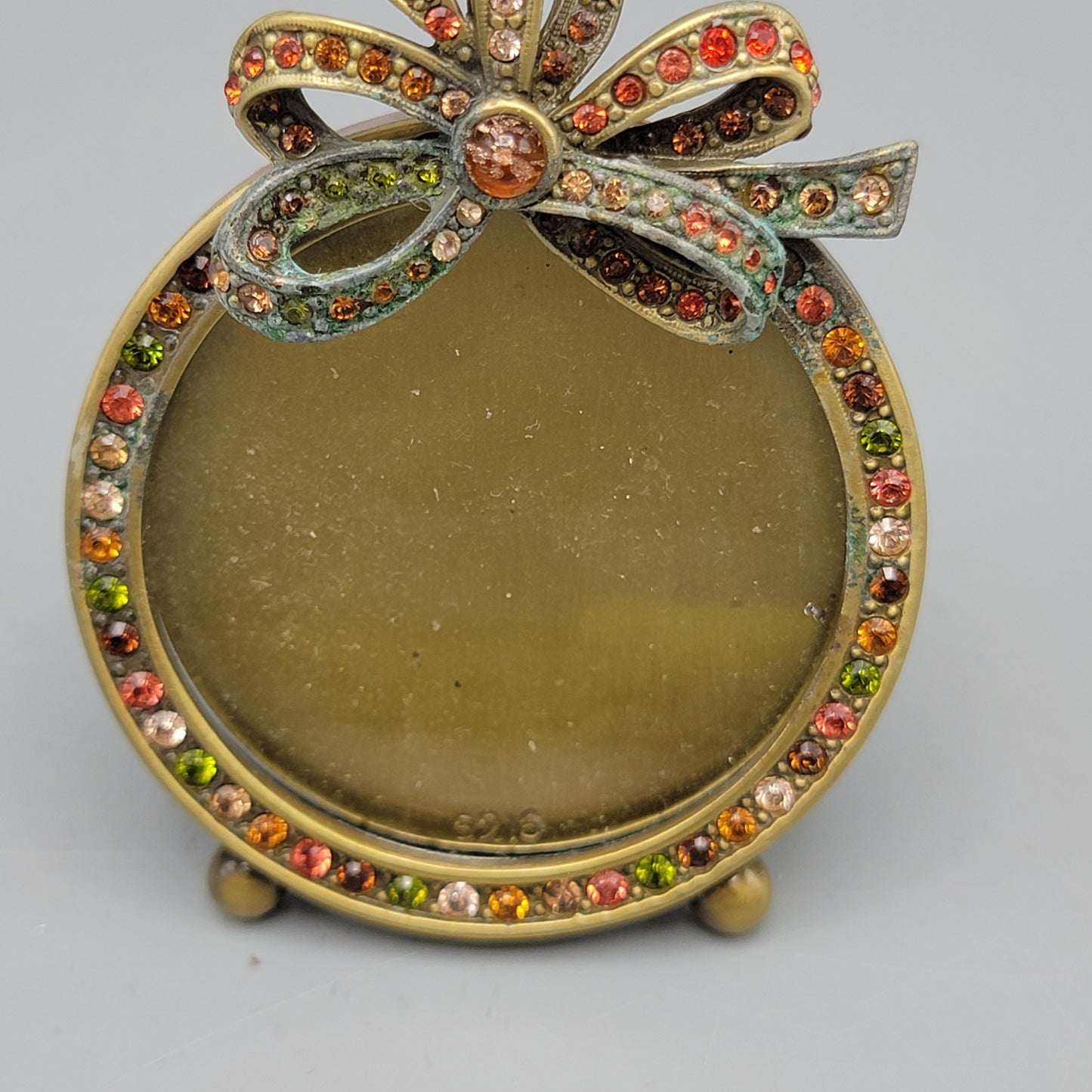 Jay Strongwater Enamel and Crystal Round Picture Frame with Bow