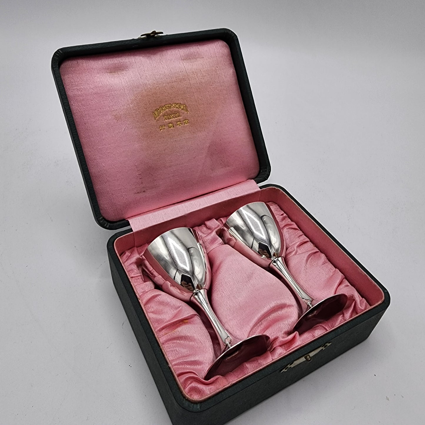 Antique Boxed Miyamoto Shoko Tokyo Silver Cups in Fitted Box