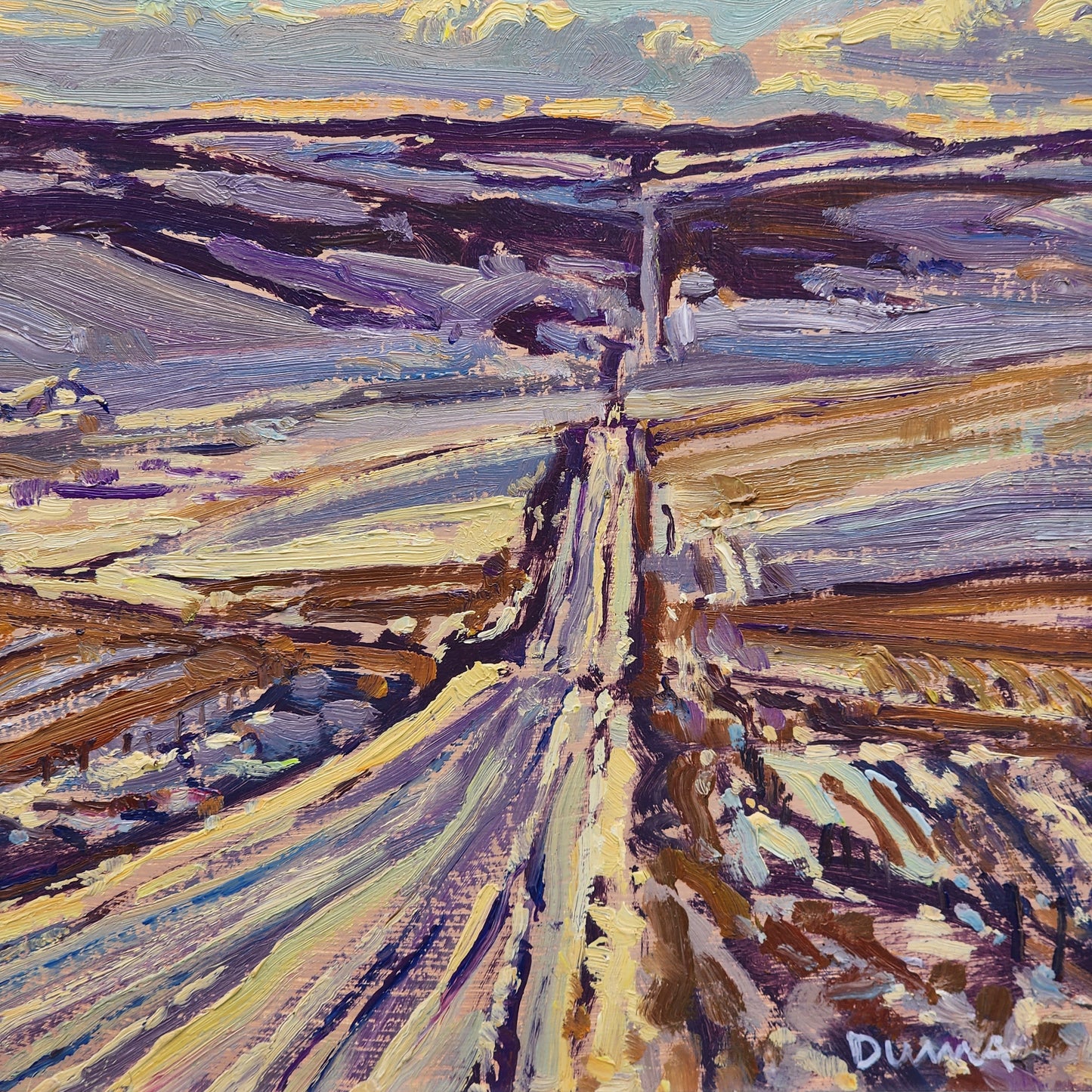Original William Duma Canadian, b. 1936 Painting "Winter Road"