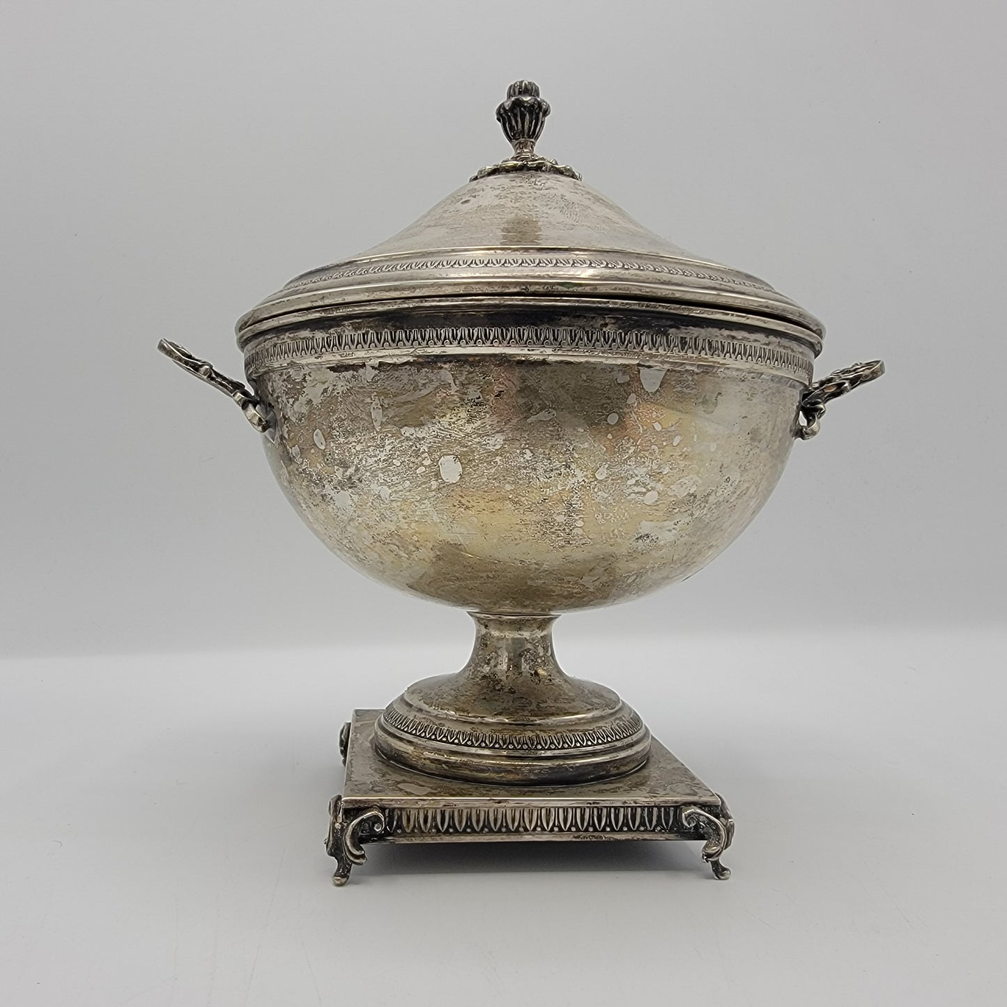 Italian silver Neoclassical Style Covered Candy Dish