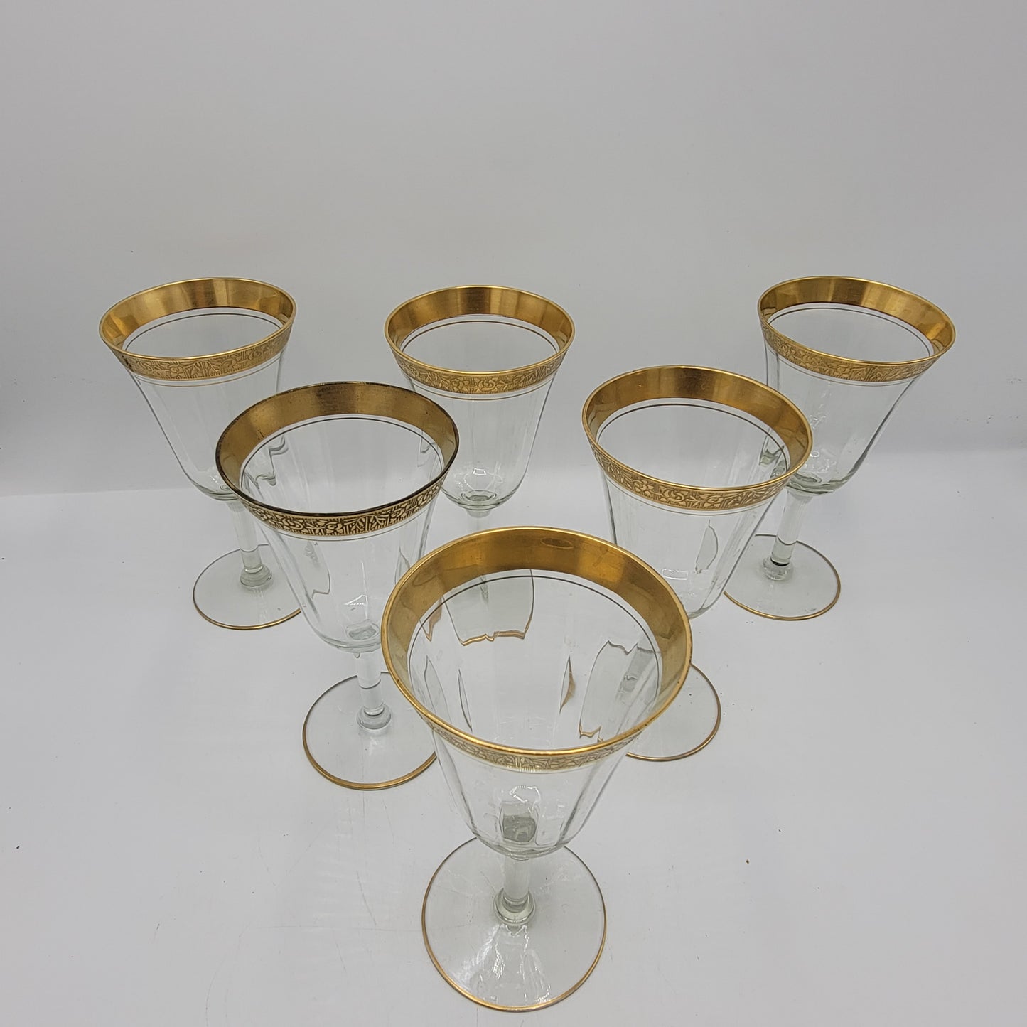 Set of 6 Tiffin Glasses with Gold Encrusted Floral Decoration