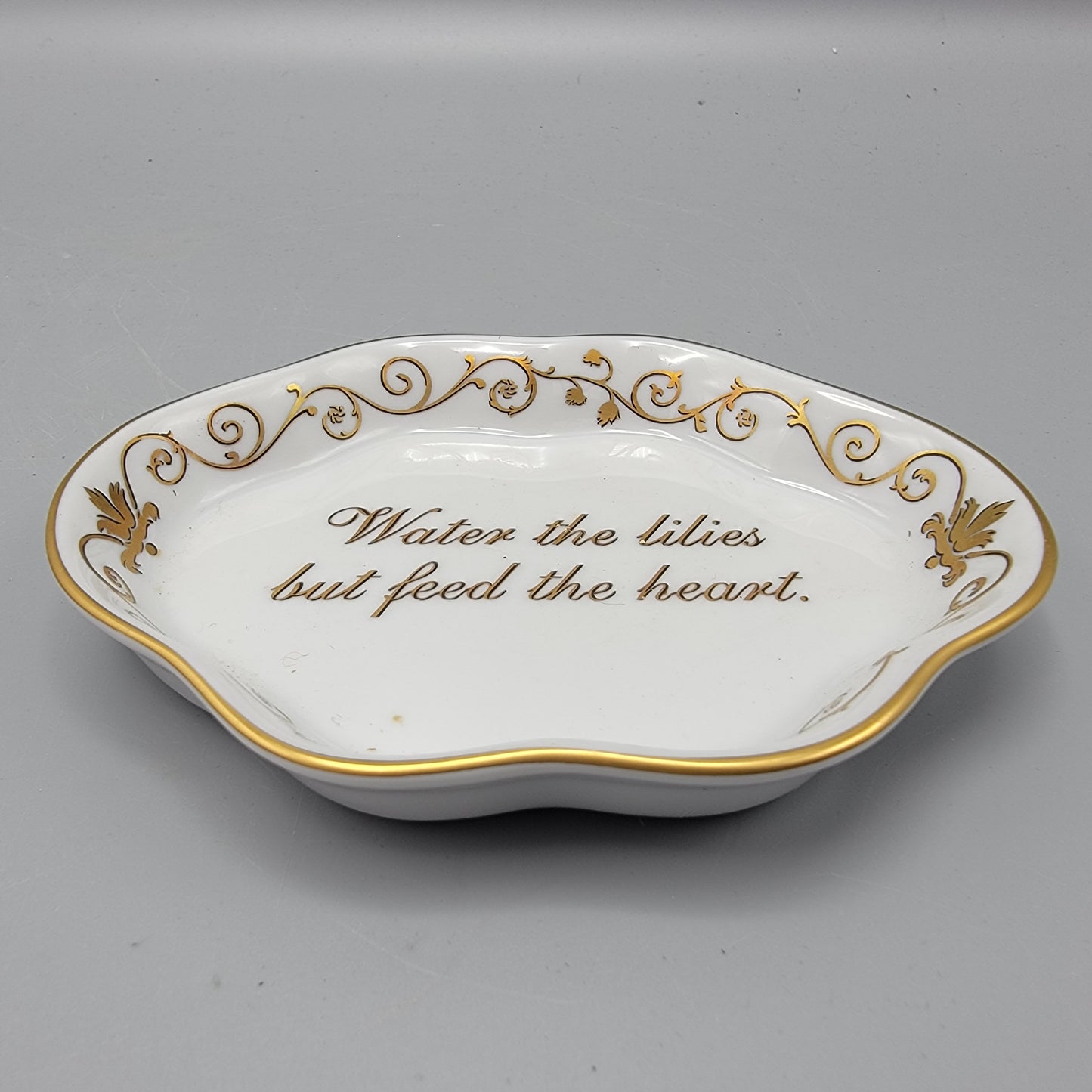 Mottahedeh Porcelain "Water the Lilies But Feed the Heart" Porcelain Dish