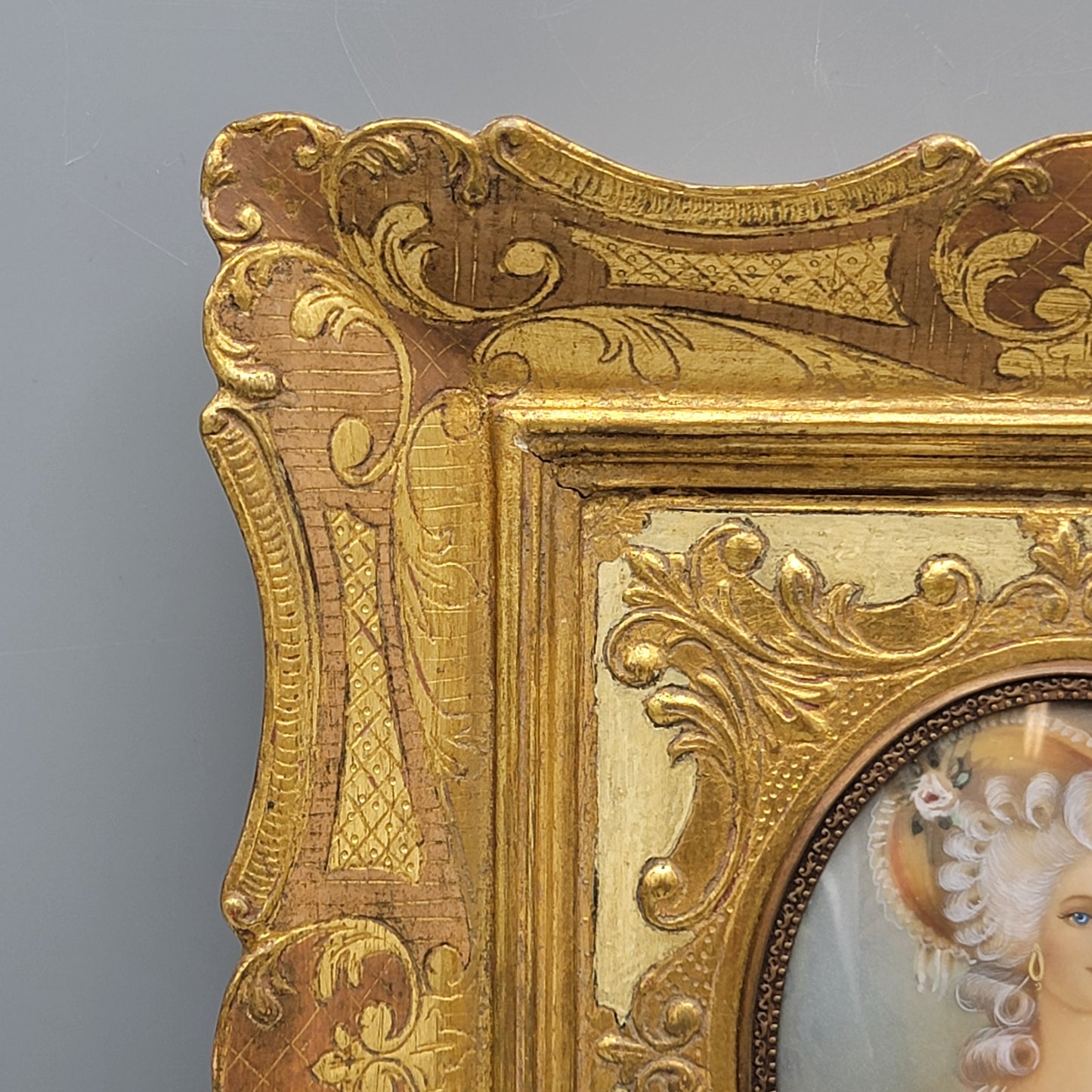 Italian Miniature Painting on Celluloid in Papier Mache Frame - Signed LeBerry