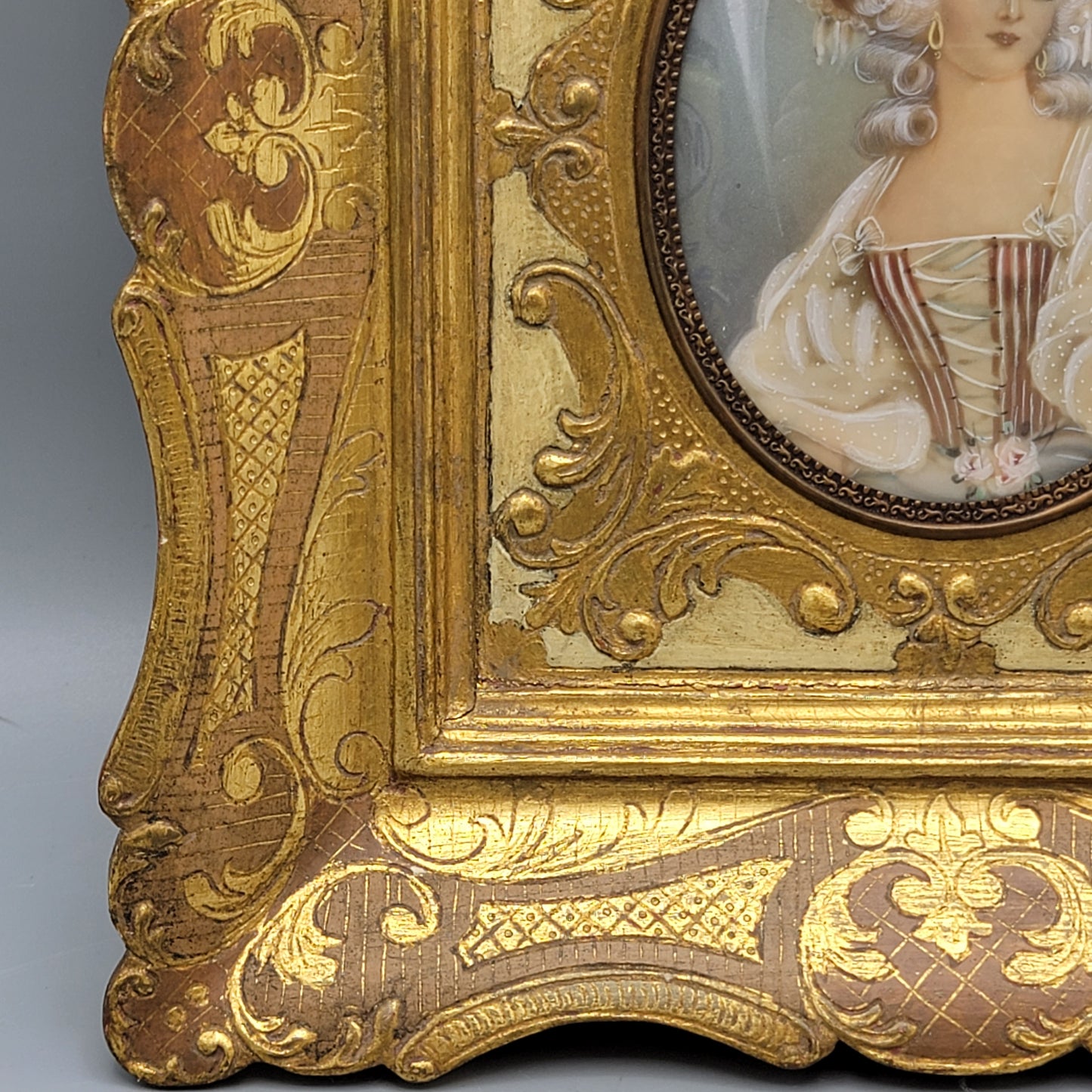 Italian Miniature Painting on Celluloid in Papier Mache Frame - Signed LeBerry