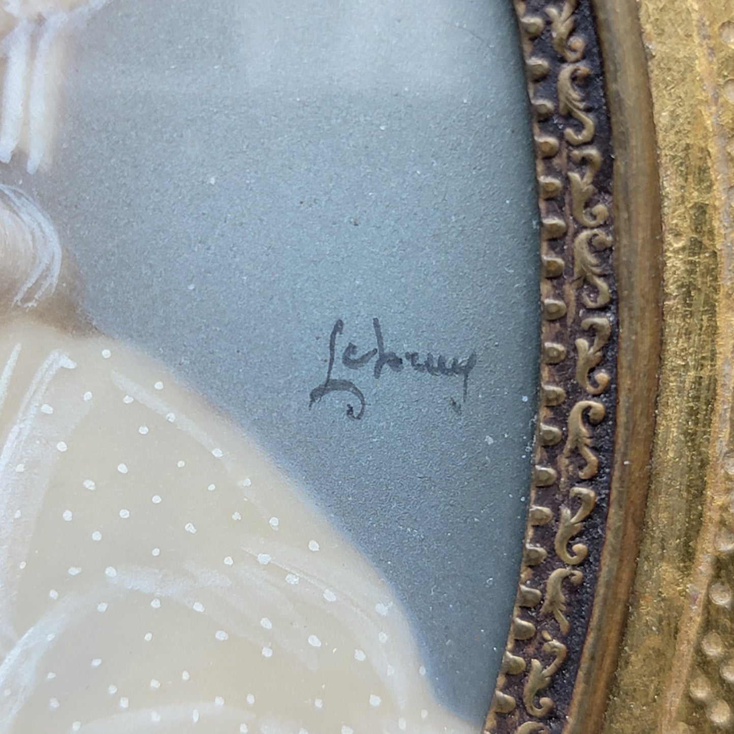 Italian Miniature Painting on Celluloid in Papier Mache Frame - Signed LeBerry