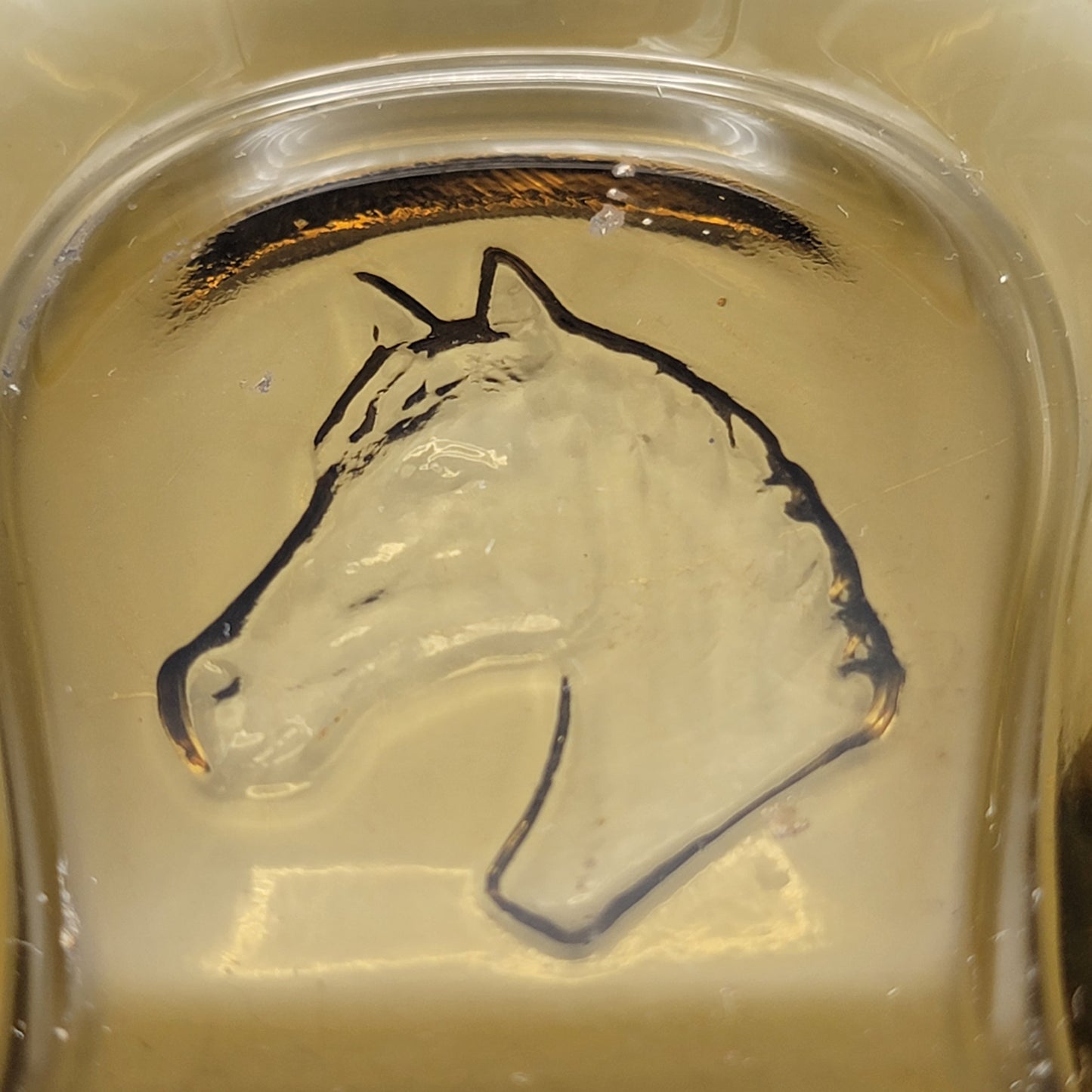 Amber Glass Horseshoe Ashtray