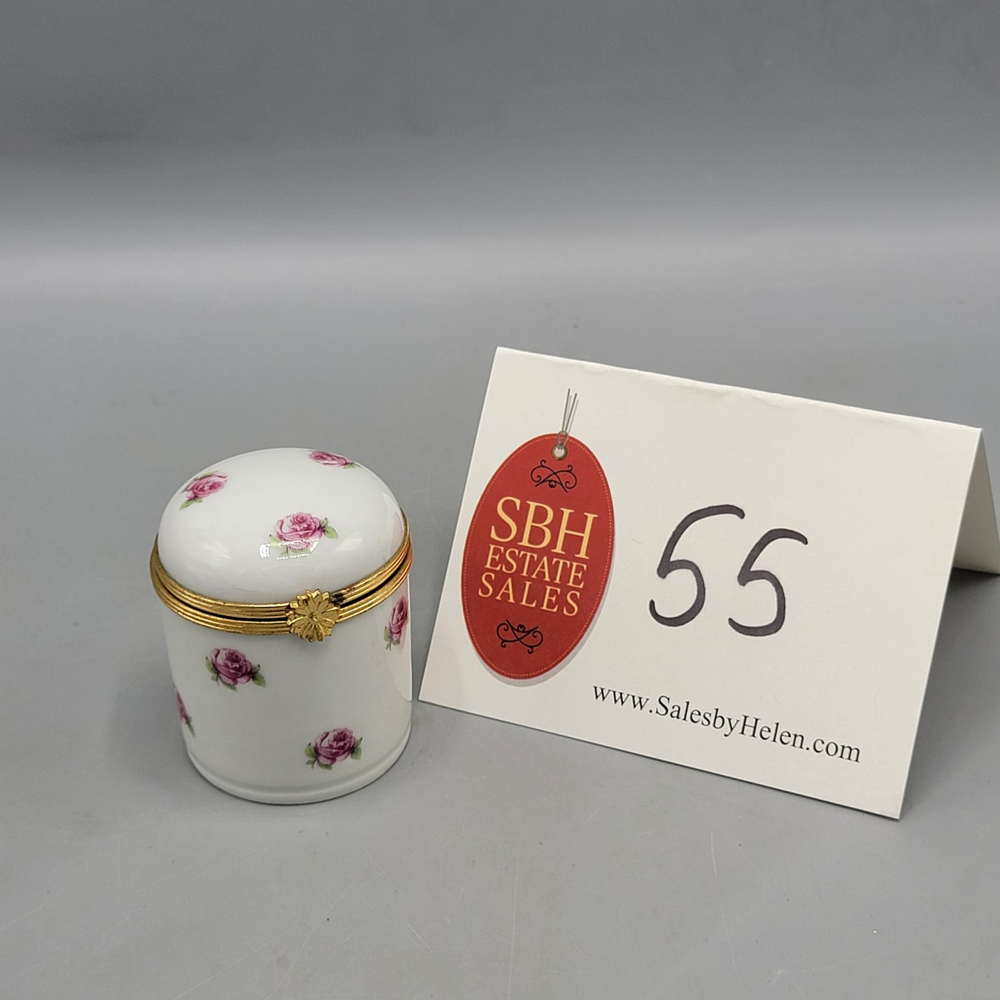 Chamart Limoges Porcelain Cylinder Box with Hand Painted Roses