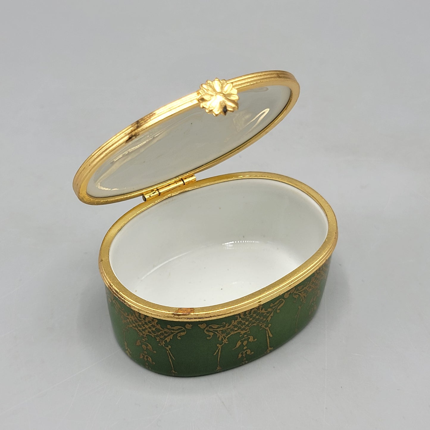Green Floral Limoges Porcelain Box