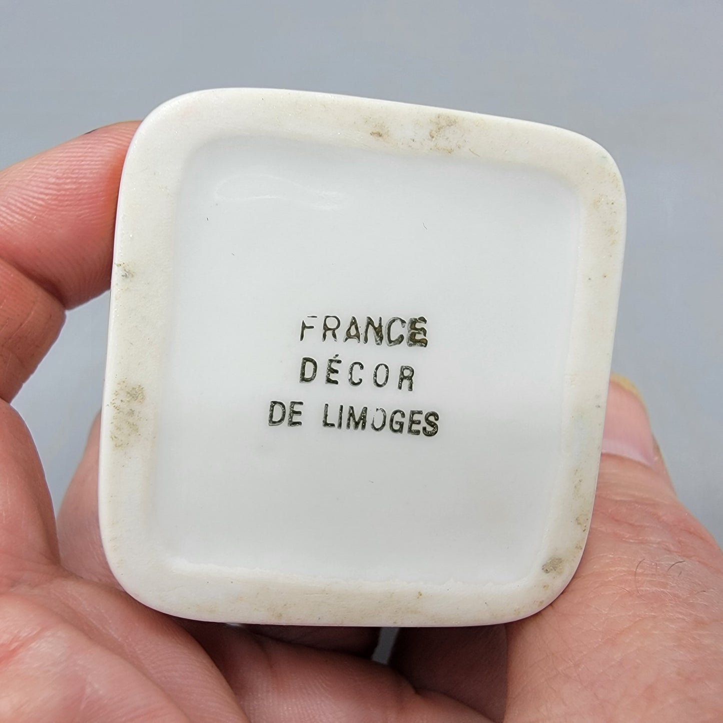 Square Limoges Porcelain Box with Handpainted Flowers