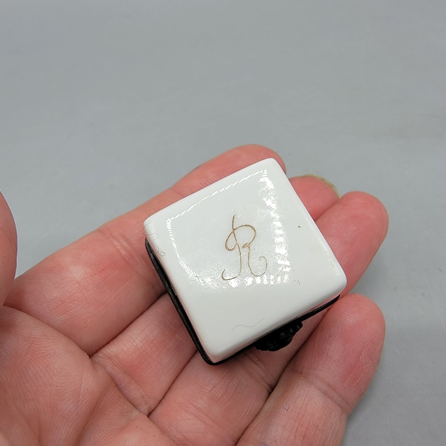 Square Hand Painted Porcelain Box with Flowers