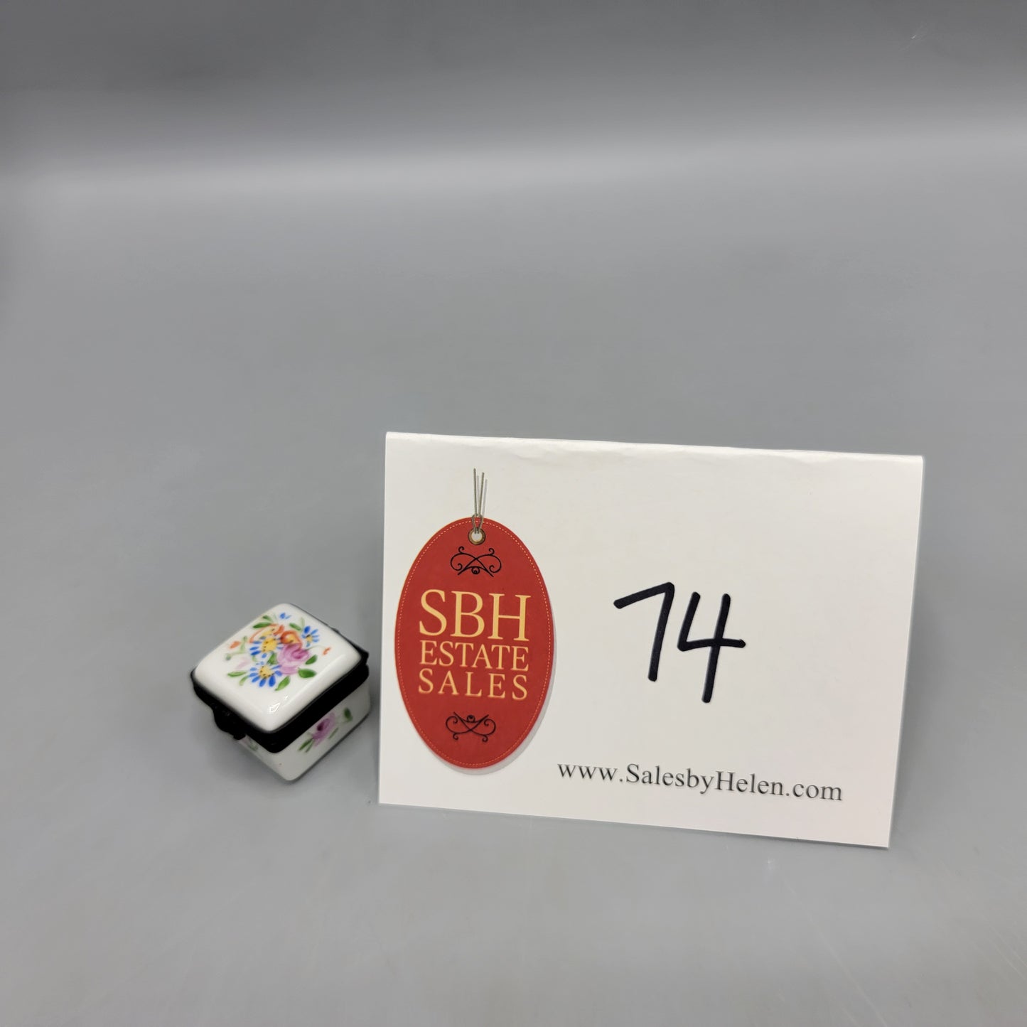 Square Hand Painted Porcelain Box with Flowers