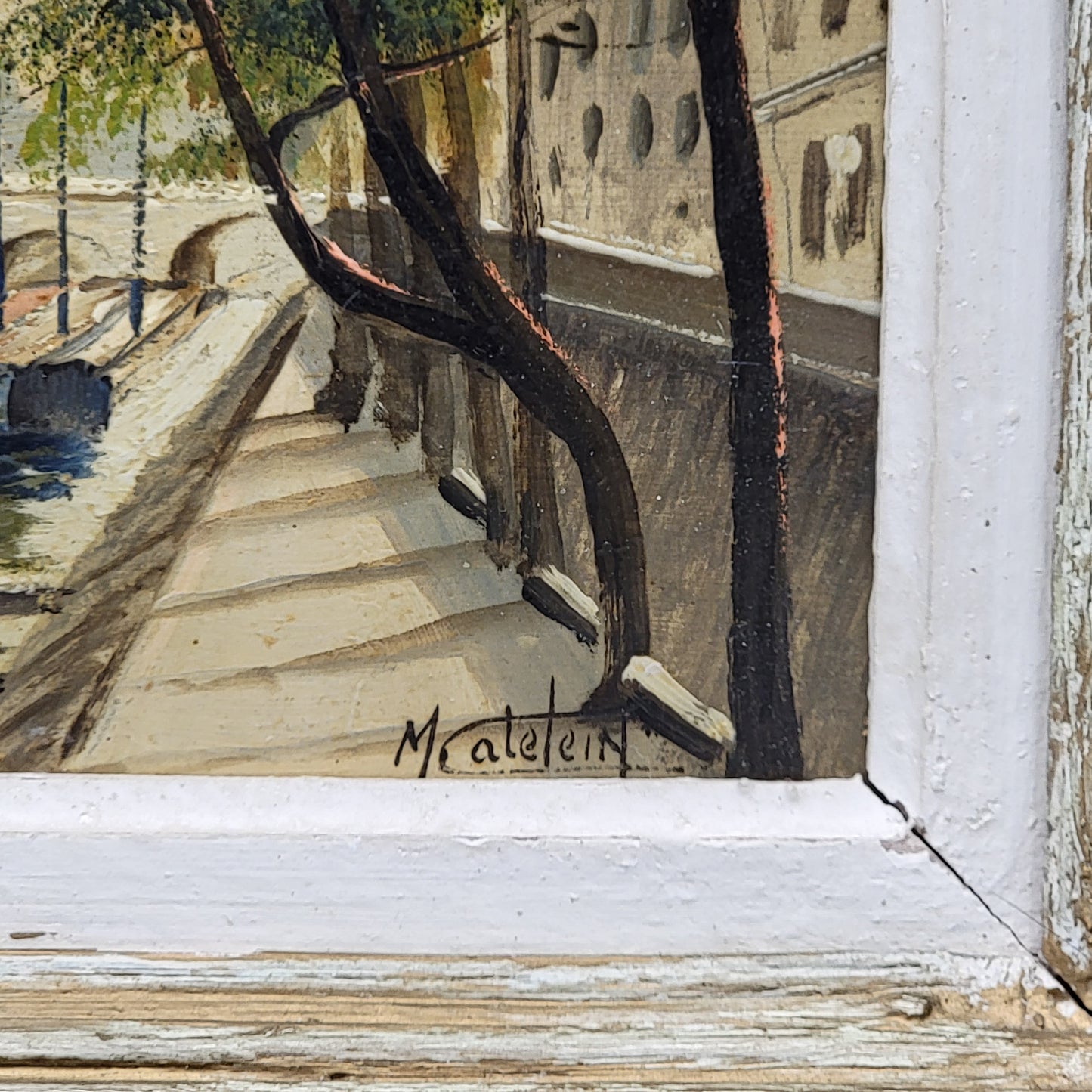 M Catelein Oil on Board Pont-Marne Paris