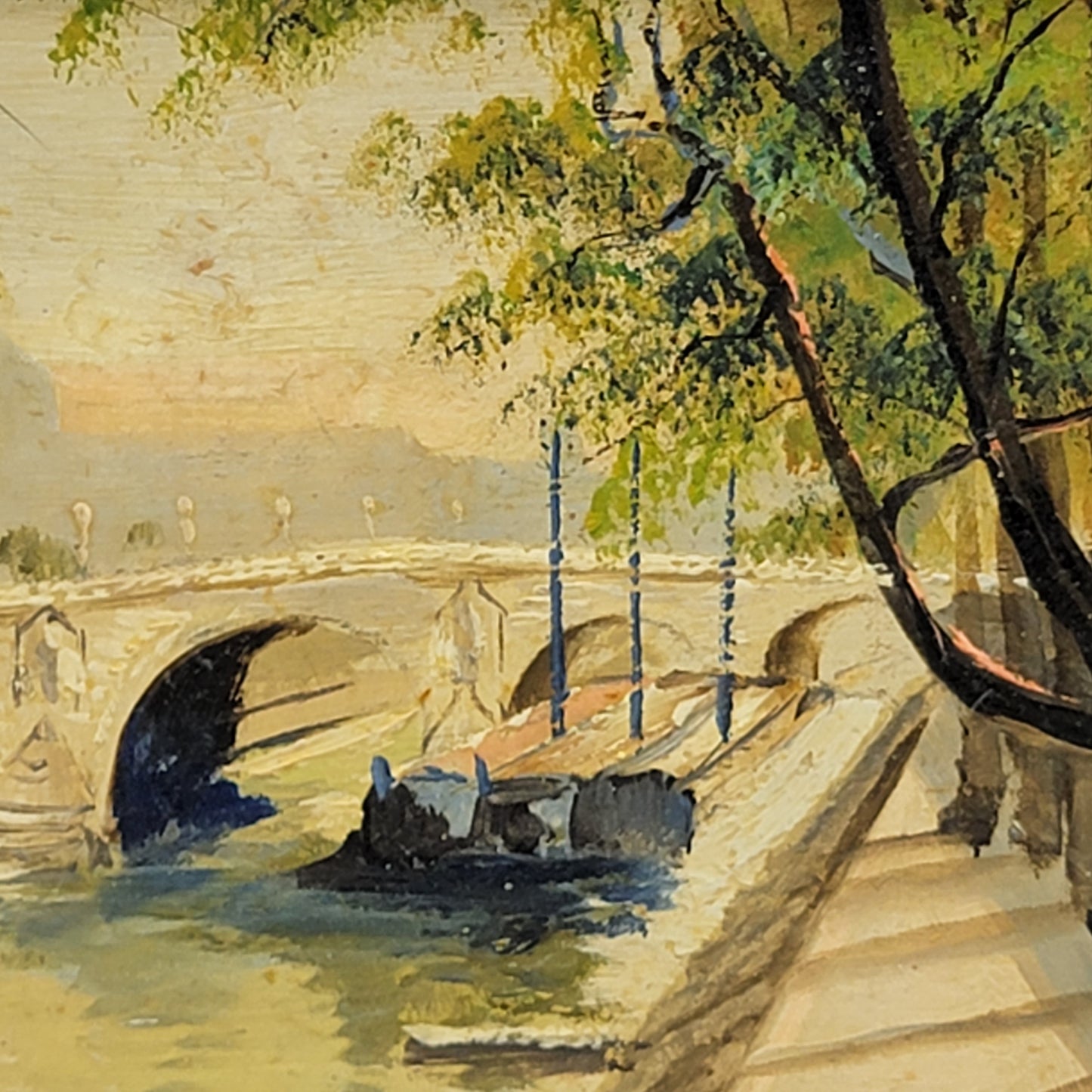 M Catelein Oil on Board Pont-Marne Paris