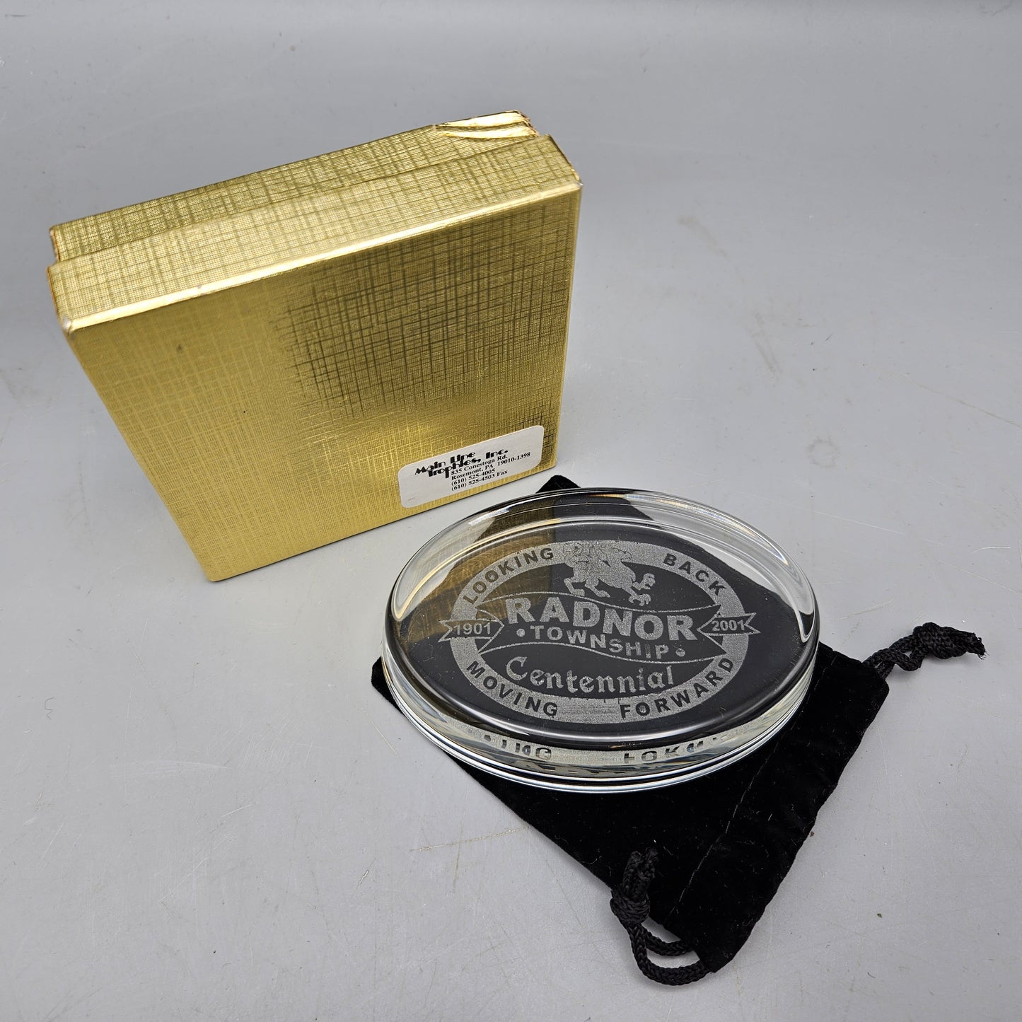 Radnor Township Centennial Crystal Paperweight
