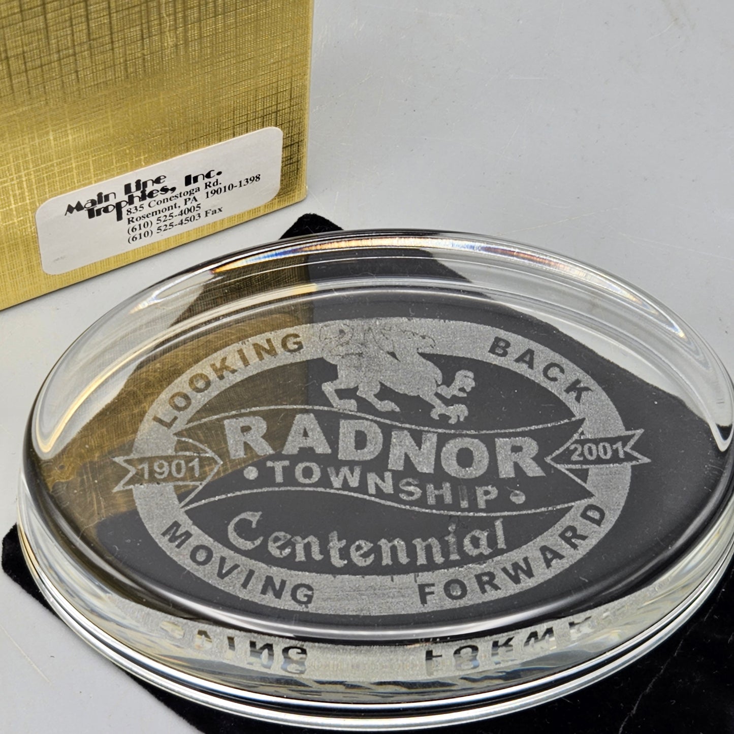 Radnor Township Centennial Crystal Paperweight