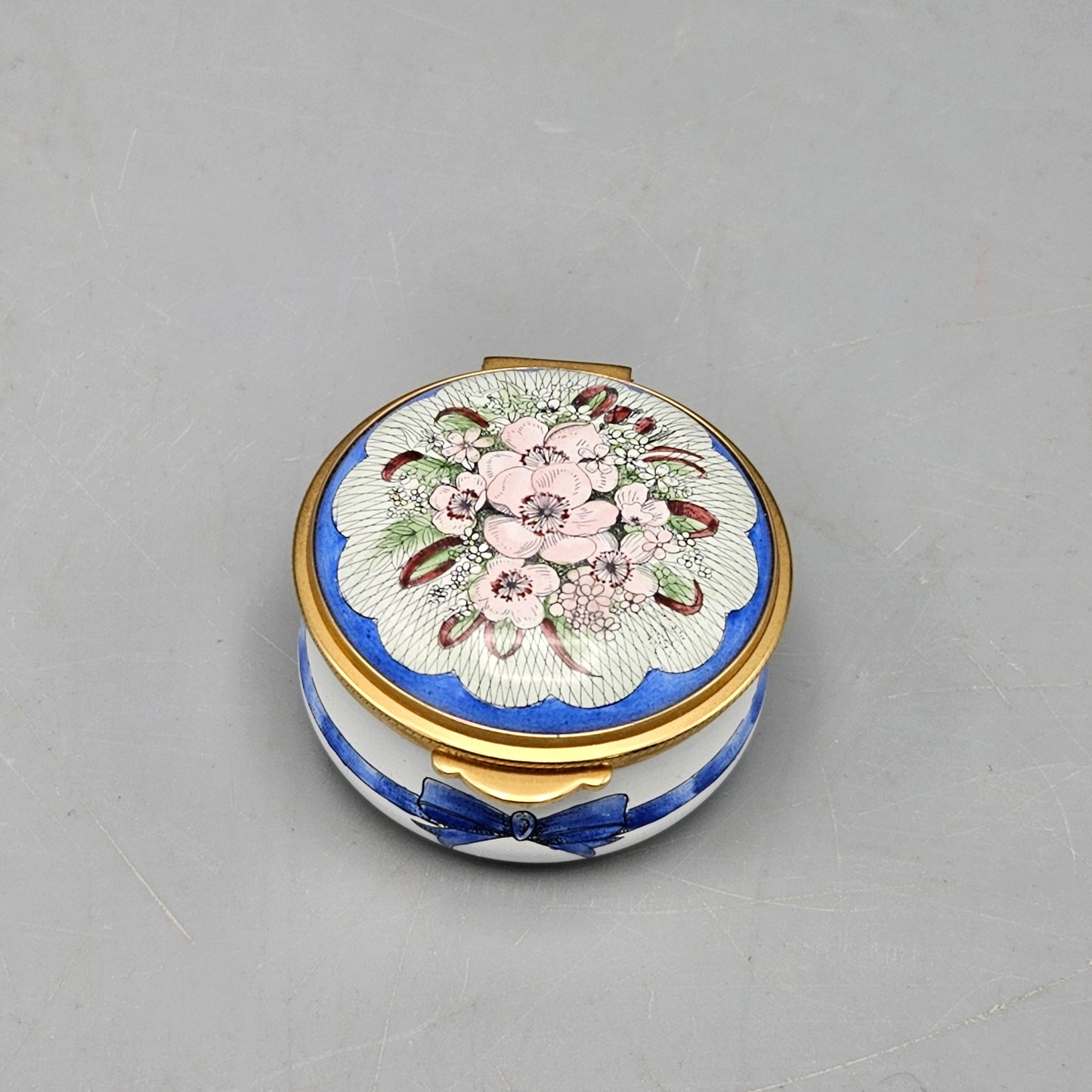 Old Staffordshire Enamel Box with Flowers