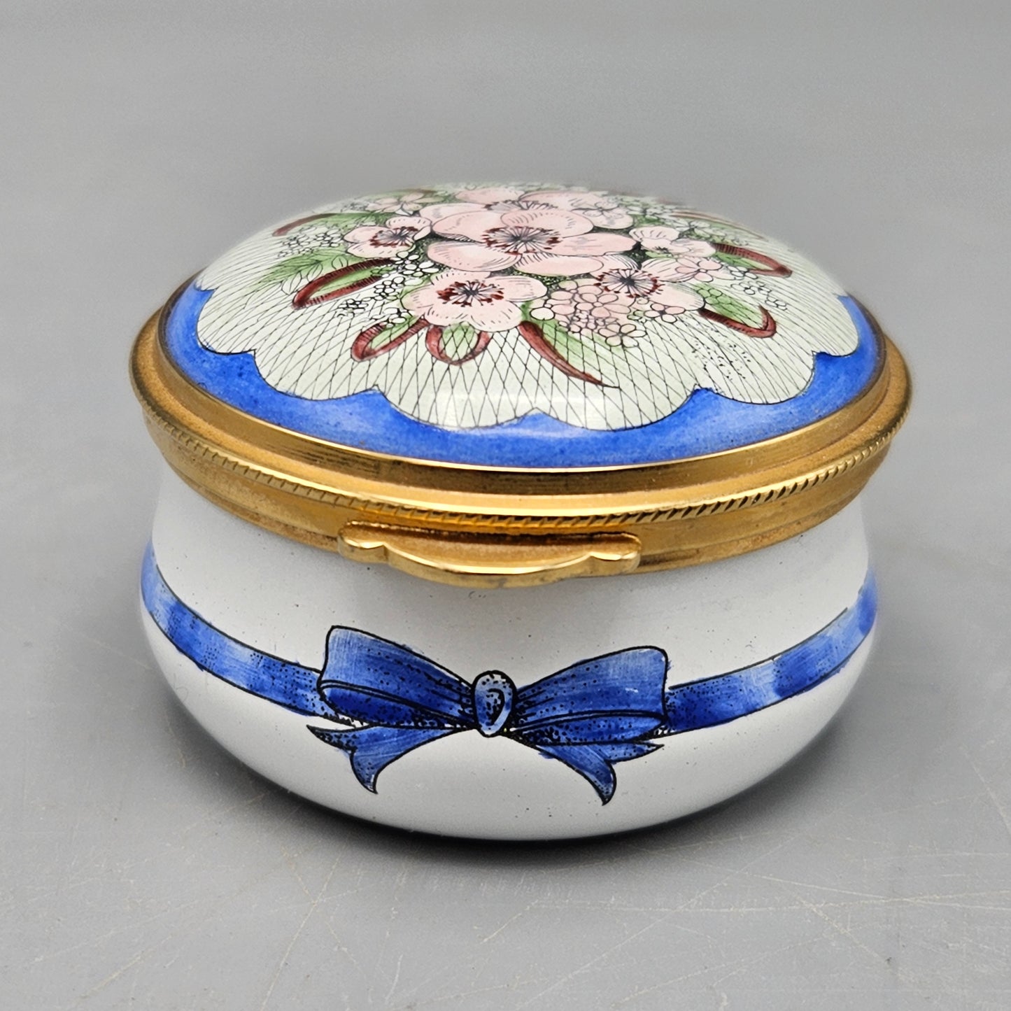Old Staffordshire Enamel Box with Flowers