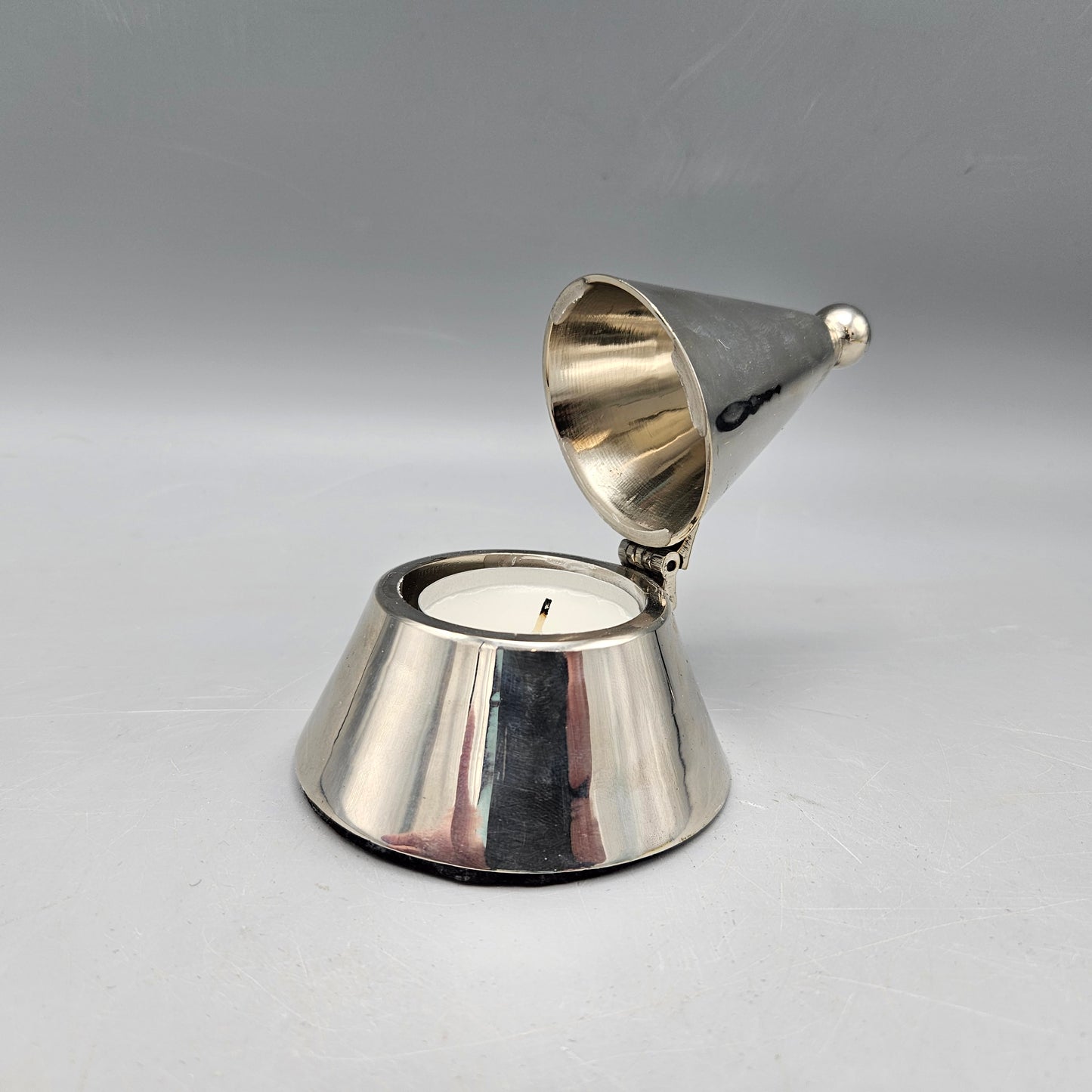 Silver Plate Cone Tea Candle