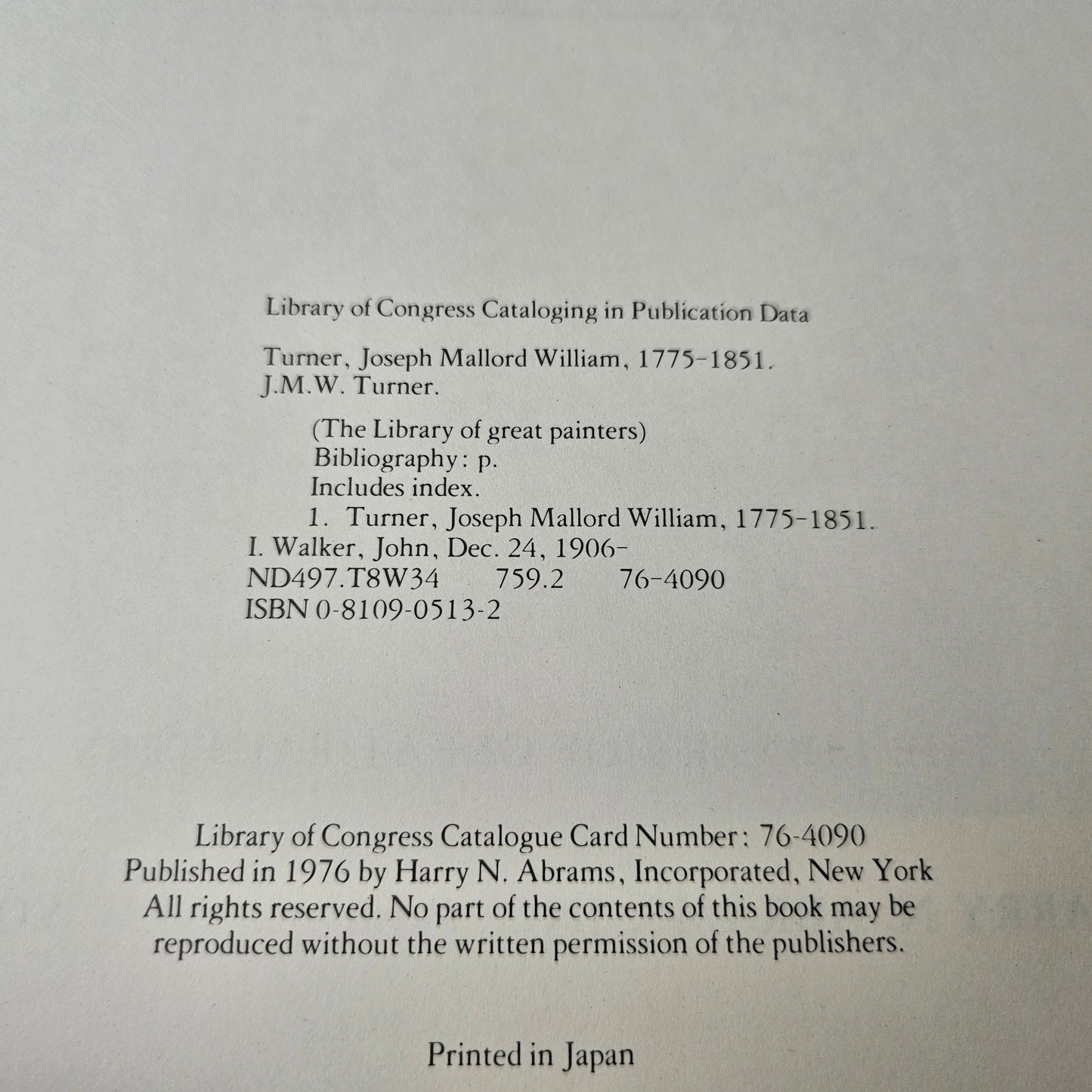 John Walker "Joseph Mallord Turner"