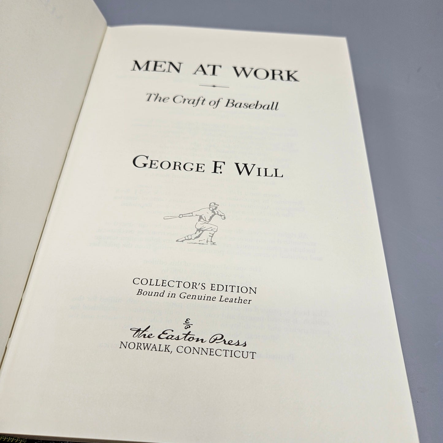 Leatherbound Book - George Will "Men at Work: The Craft of Baseball" Easton Press
