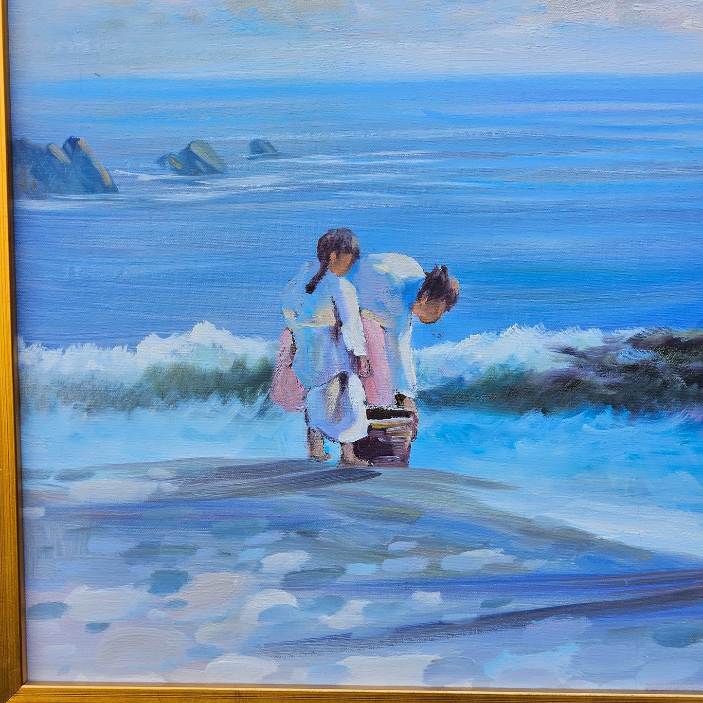 Phil Collins Oil on Canvas Beach Scene
