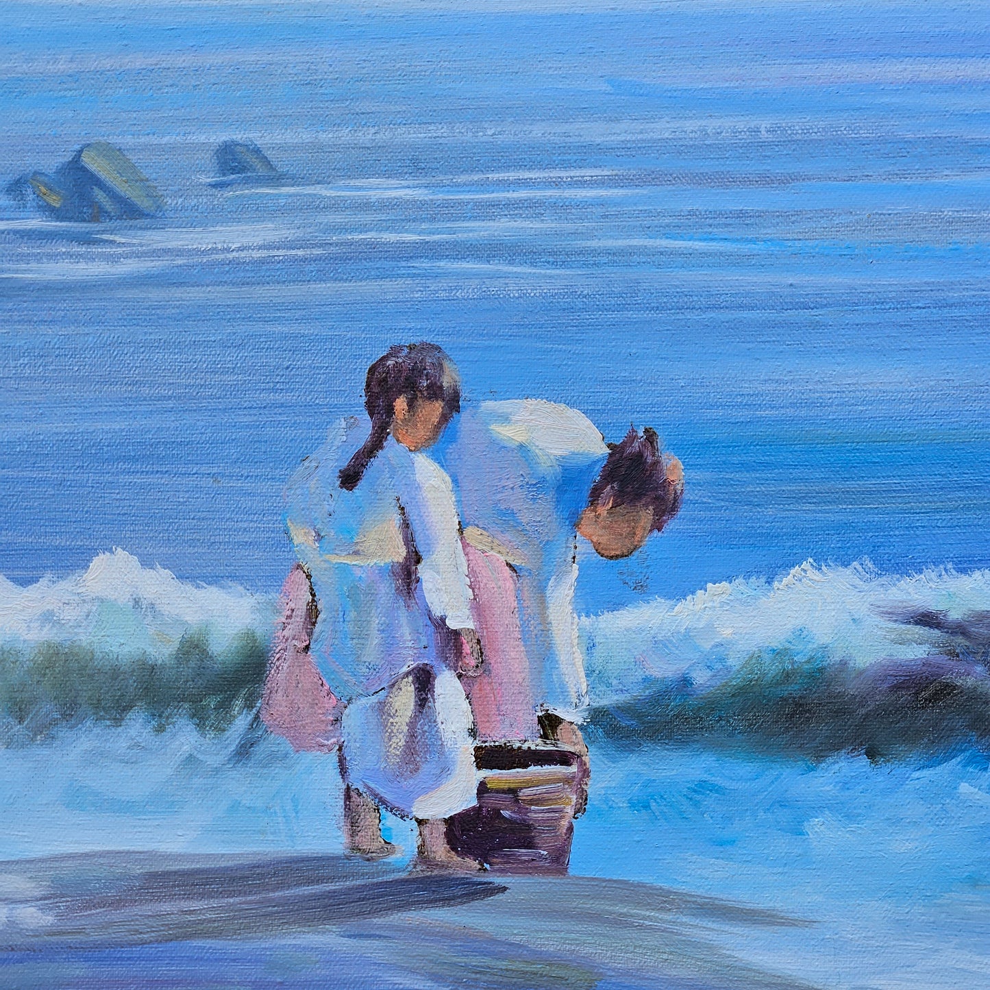 Phil Collins Oil on Canvas Beach Scene